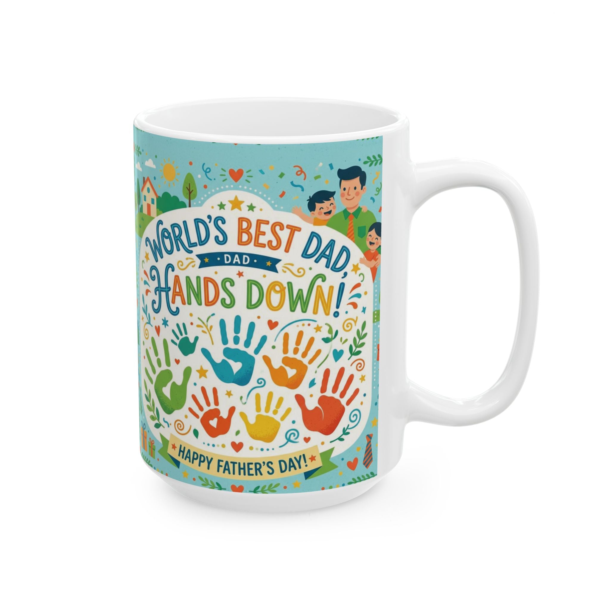 World's Best Dad 'Hands Down' Ceramic Mug — 11oz & 15oz