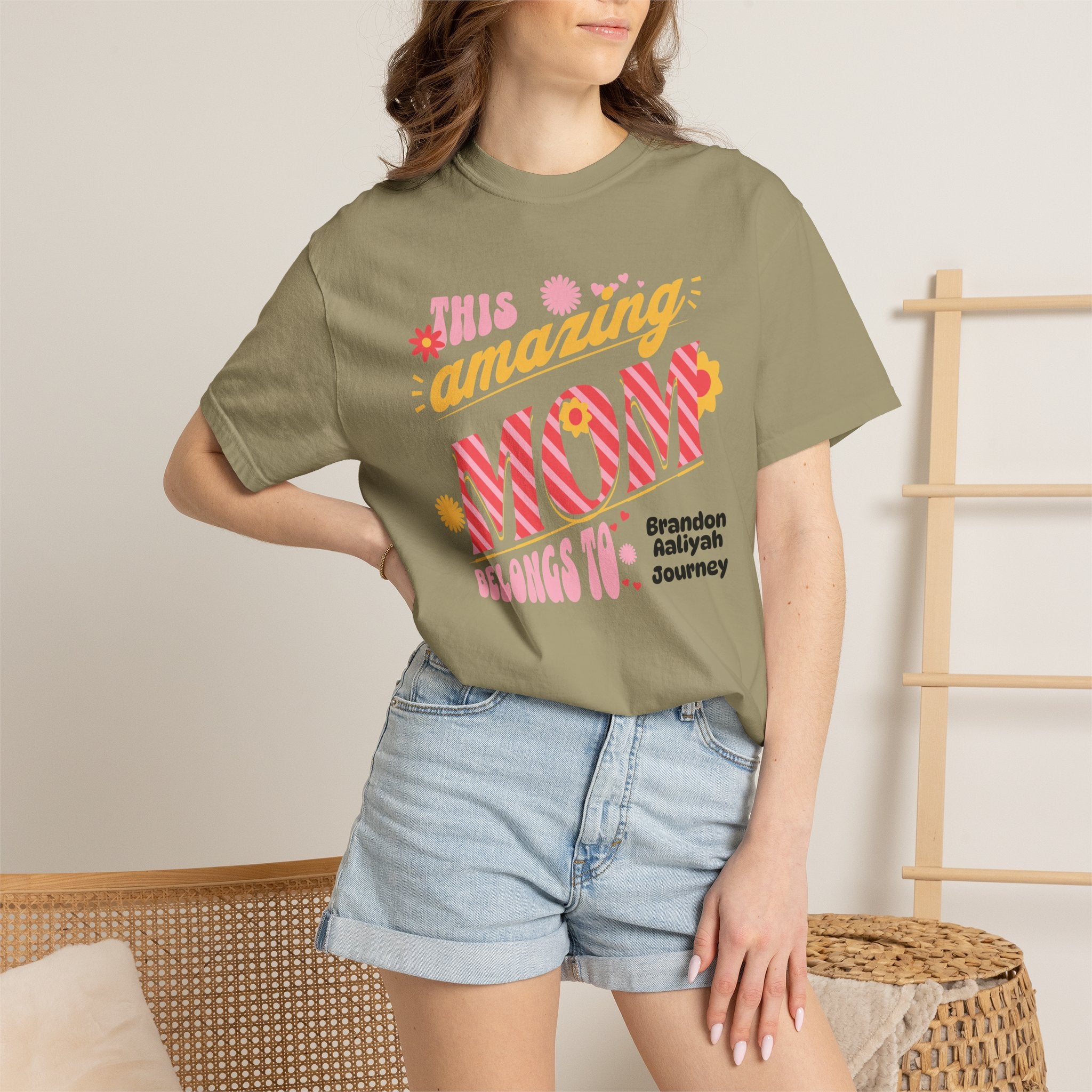 Personalized "This Amazing Mom Belongs To" T-Shirt — Custom Kids' Names (Mother's Day Gift)