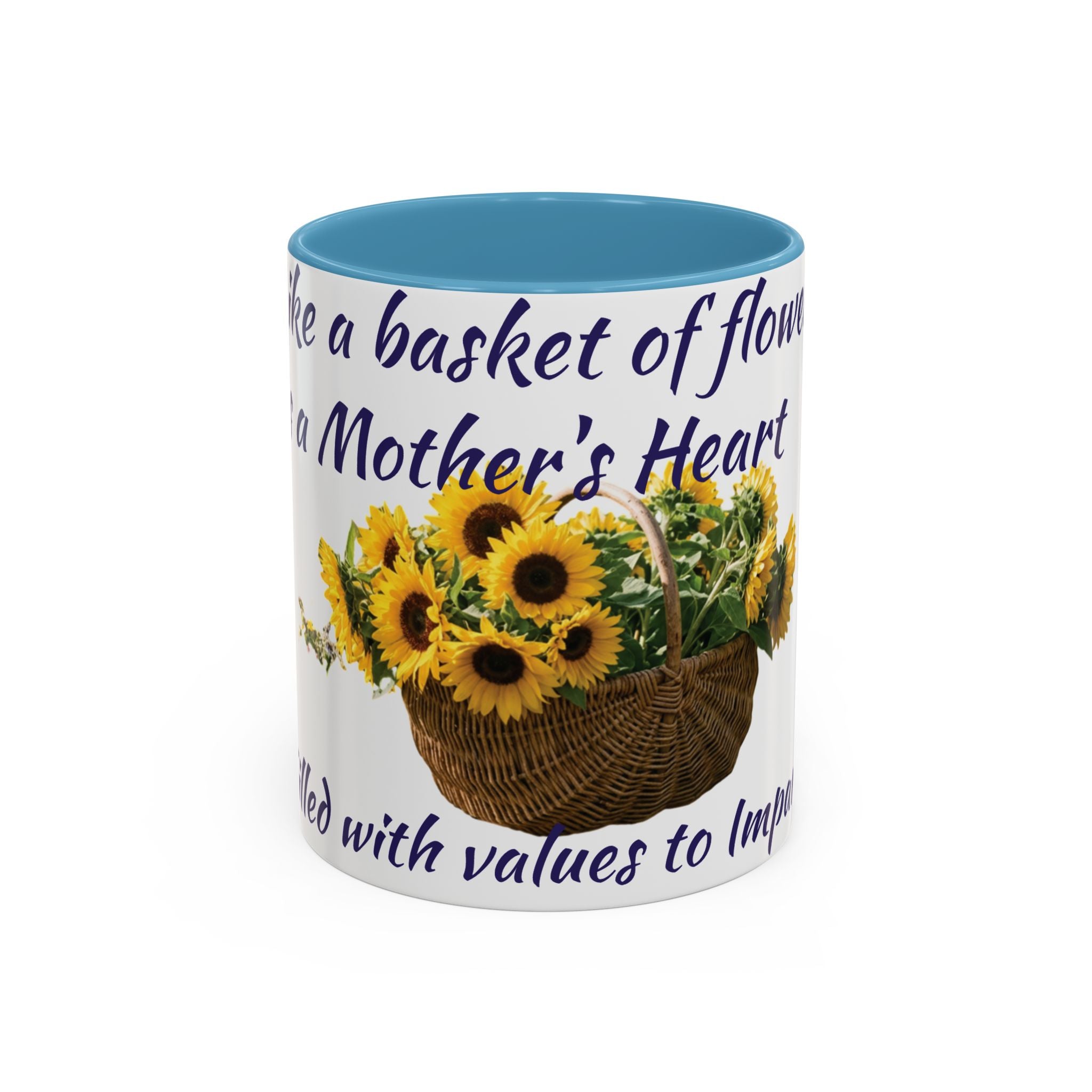 Basket of Sunflowers Mother's Heart Accent Mug — Floral Mother's Day Coffee Mug