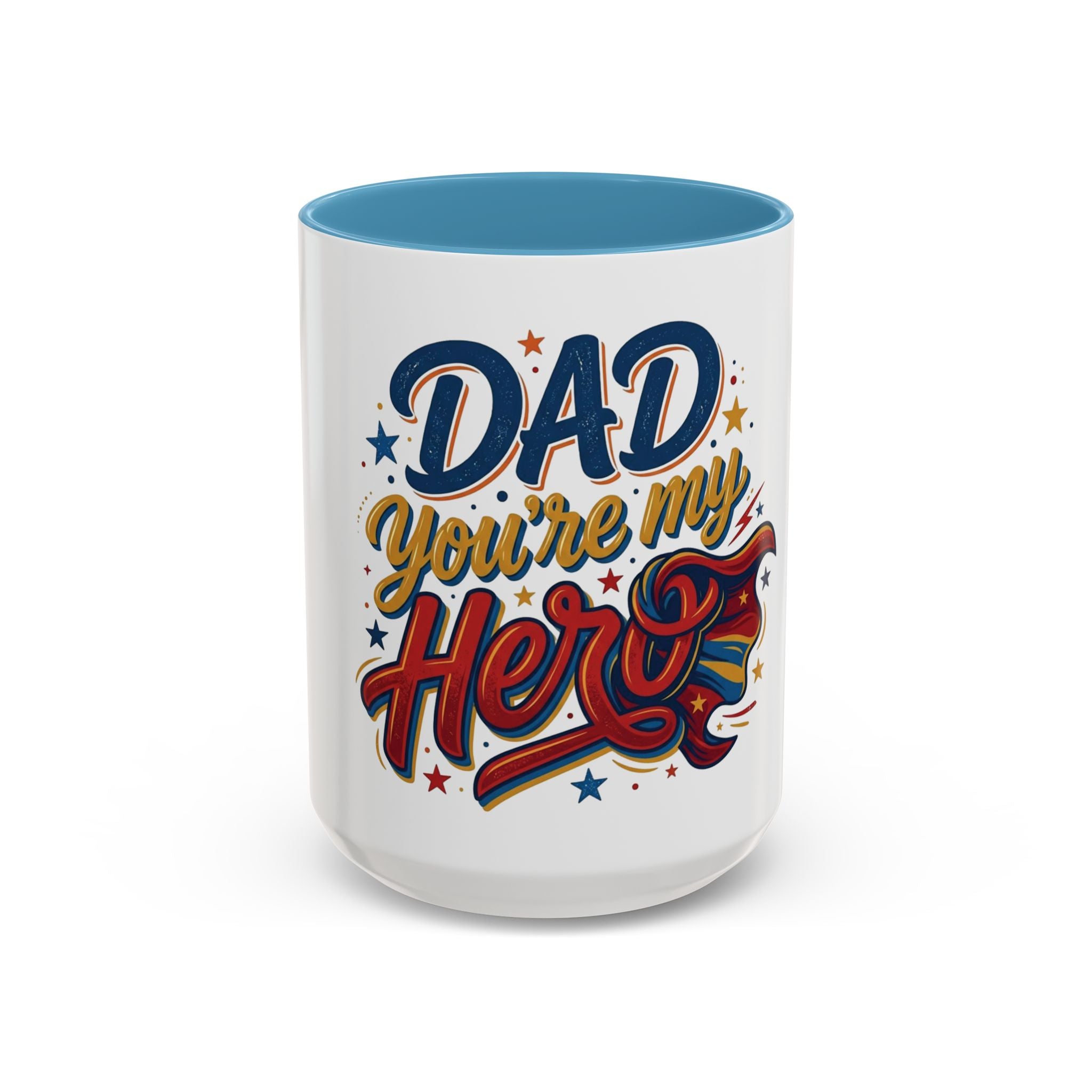 Dad You're My Hero Accent Coffee Mug — Father's Day & Birthday Gift (11/15oz)