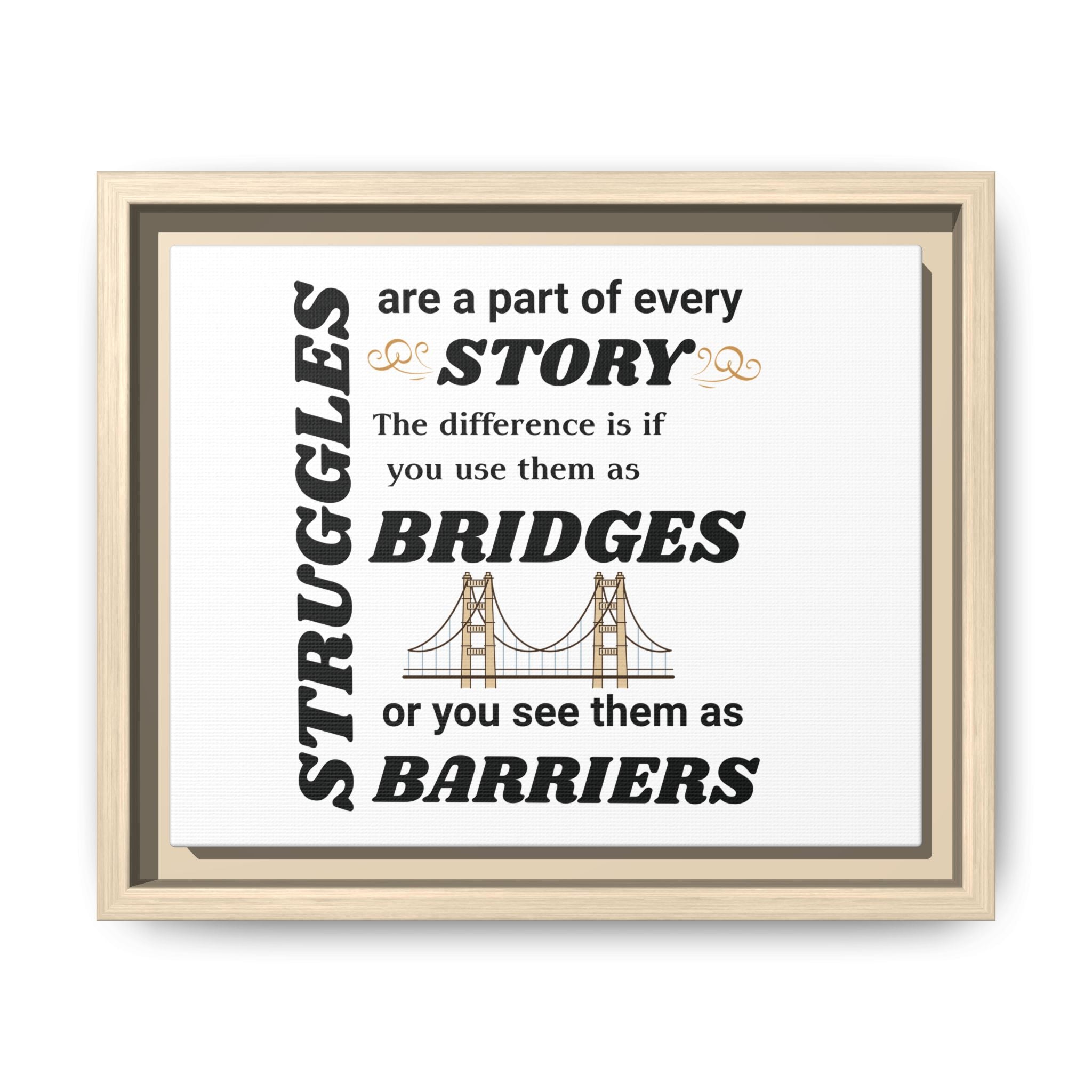 Motivational Framed Canvas — “Struggles Are a Part of Every Story” Wall Art