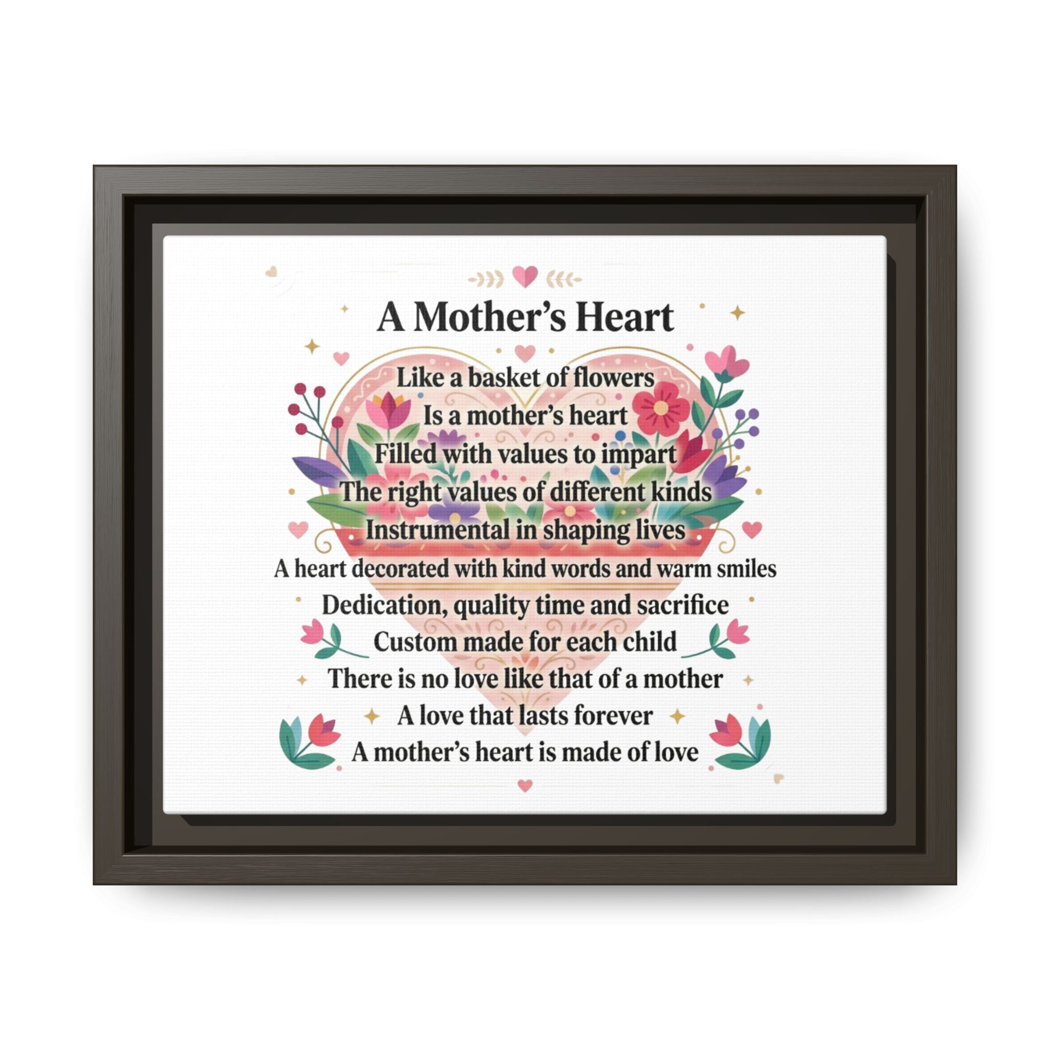 Mother's Heart Poem Framed Canvas — Mother's Day Wall Art, Home Decor