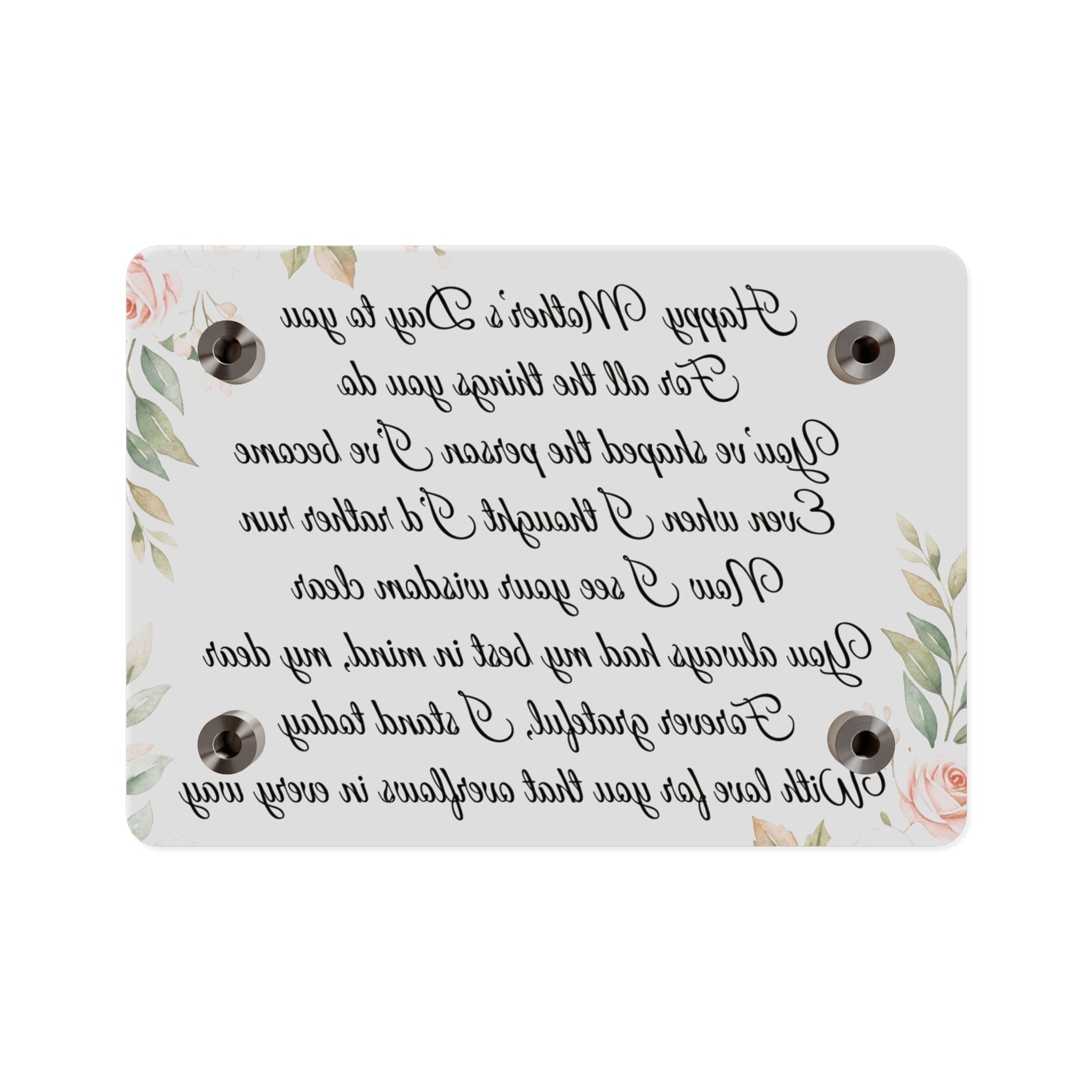 Mother Poem Acrylic Wall Art Panel — Mother's Day Tribute