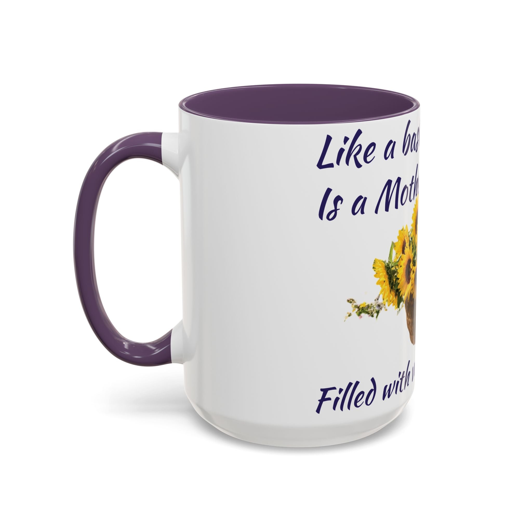 Basket of Sunflowers Mother's Heart Accent Mug — Floral Mother's Day Coffee Mug