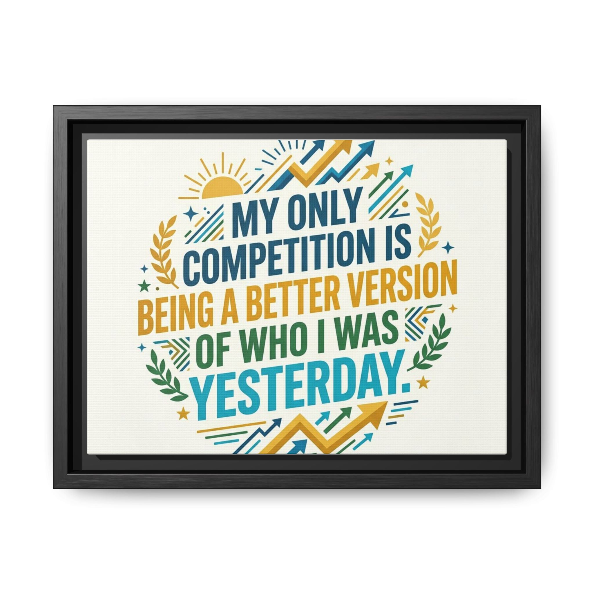 Framed Motivational Canvas - "My Only Competition Is Being a Better Version of Who I Was Yesterday"