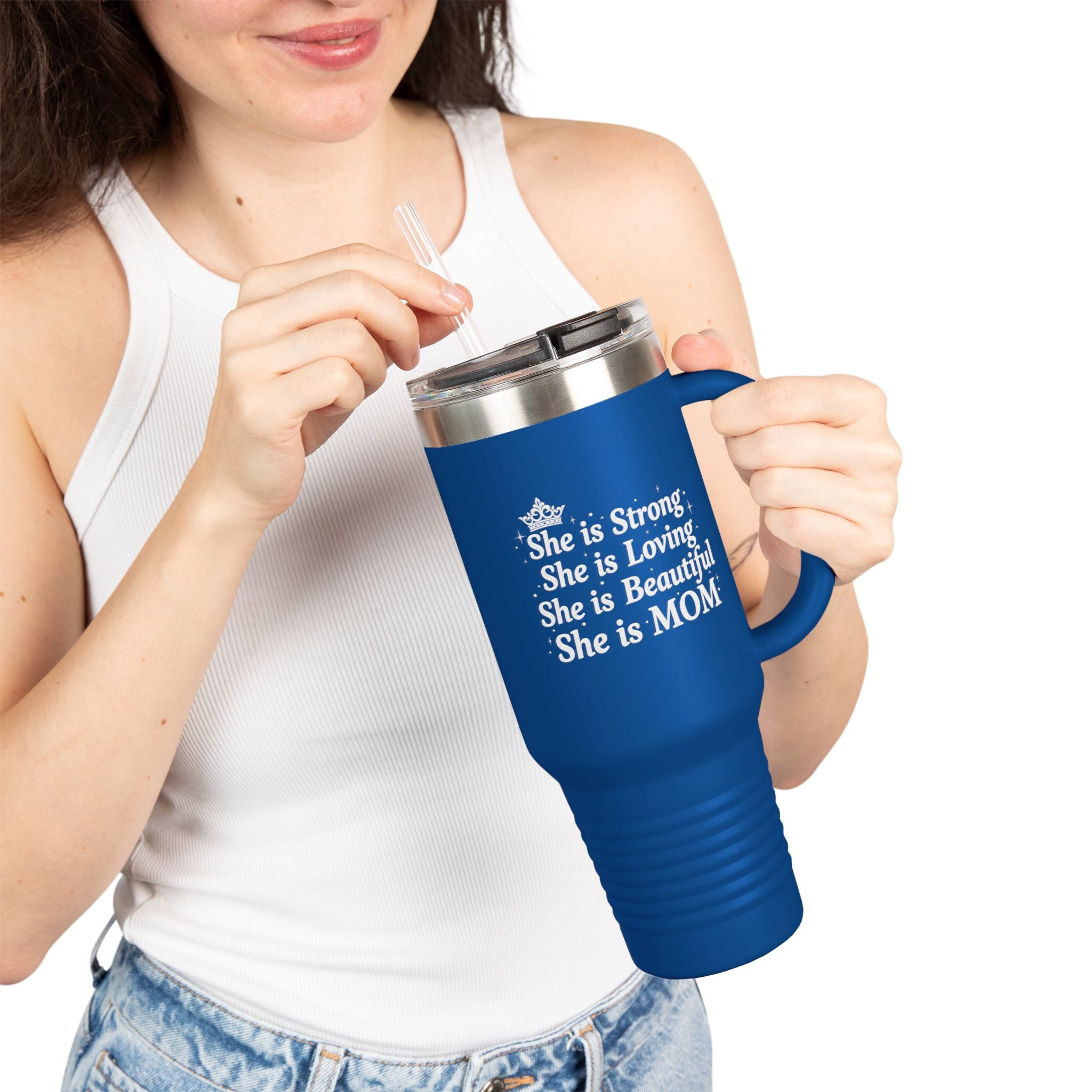 "She is Mom" Insulated Travel Mug (40oz)- Mother's Day Insulated Travel Mug, Mother's Day Gift, Tumbler, Everyday Gift