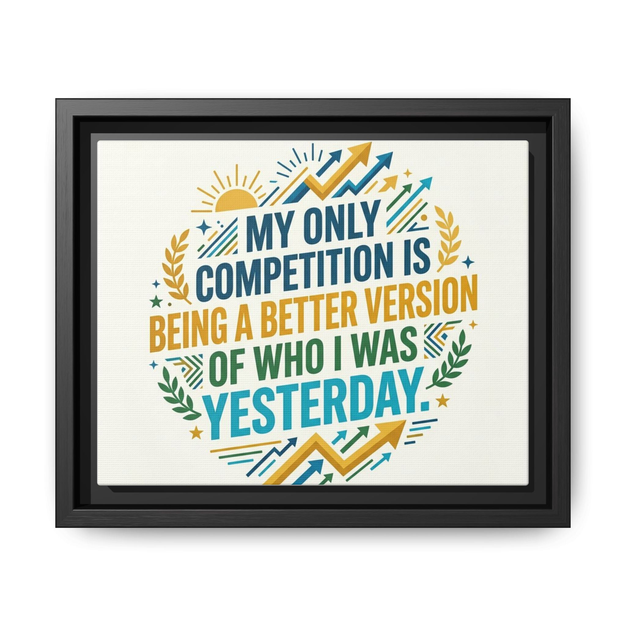 Framed Motivational Canvas - "My Only Competition Is Being a Better Version of Who I Was Yesterday"