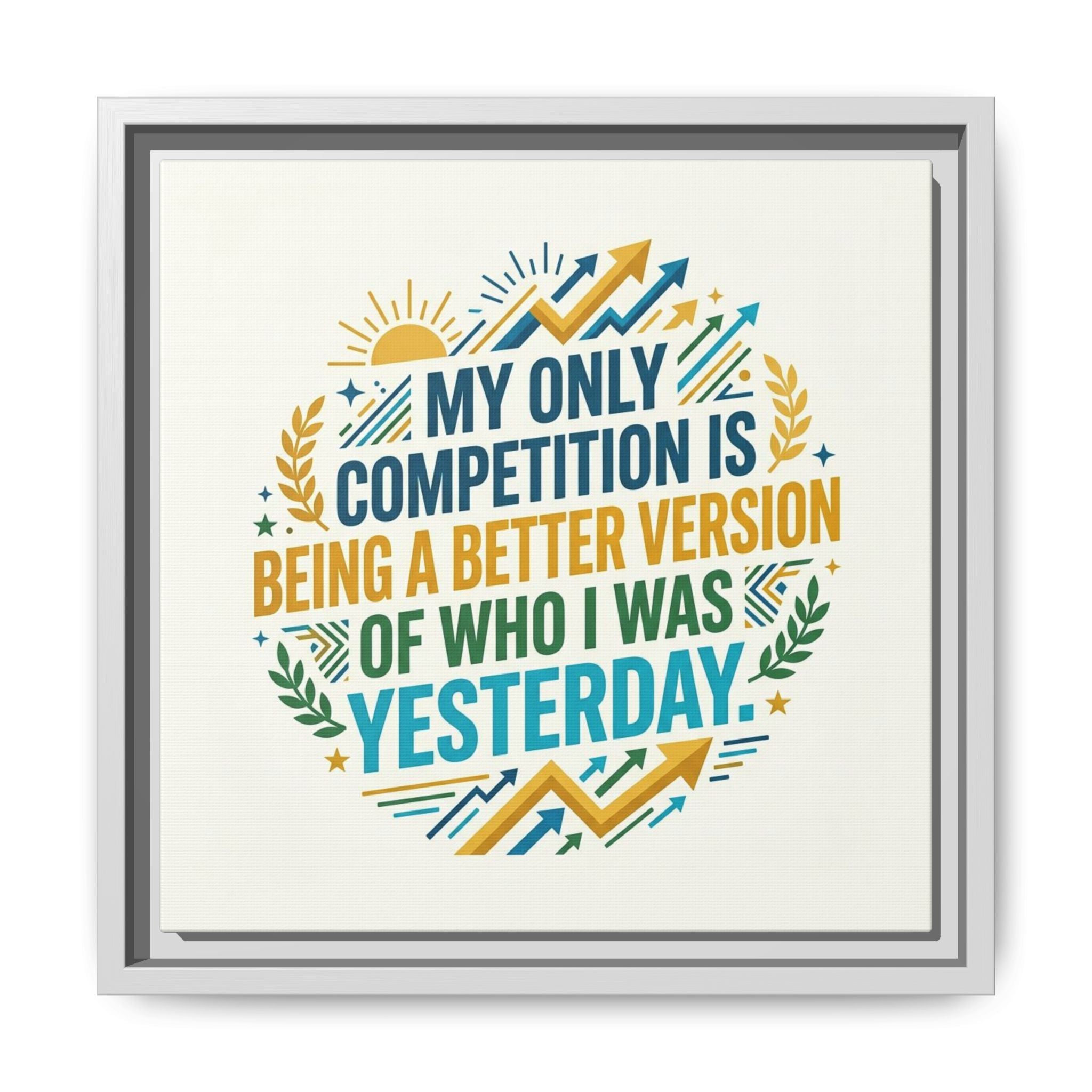 Framed Motivational Canvas - "My Only Competition Is Being a Better Version of Who I Was Yesterday"