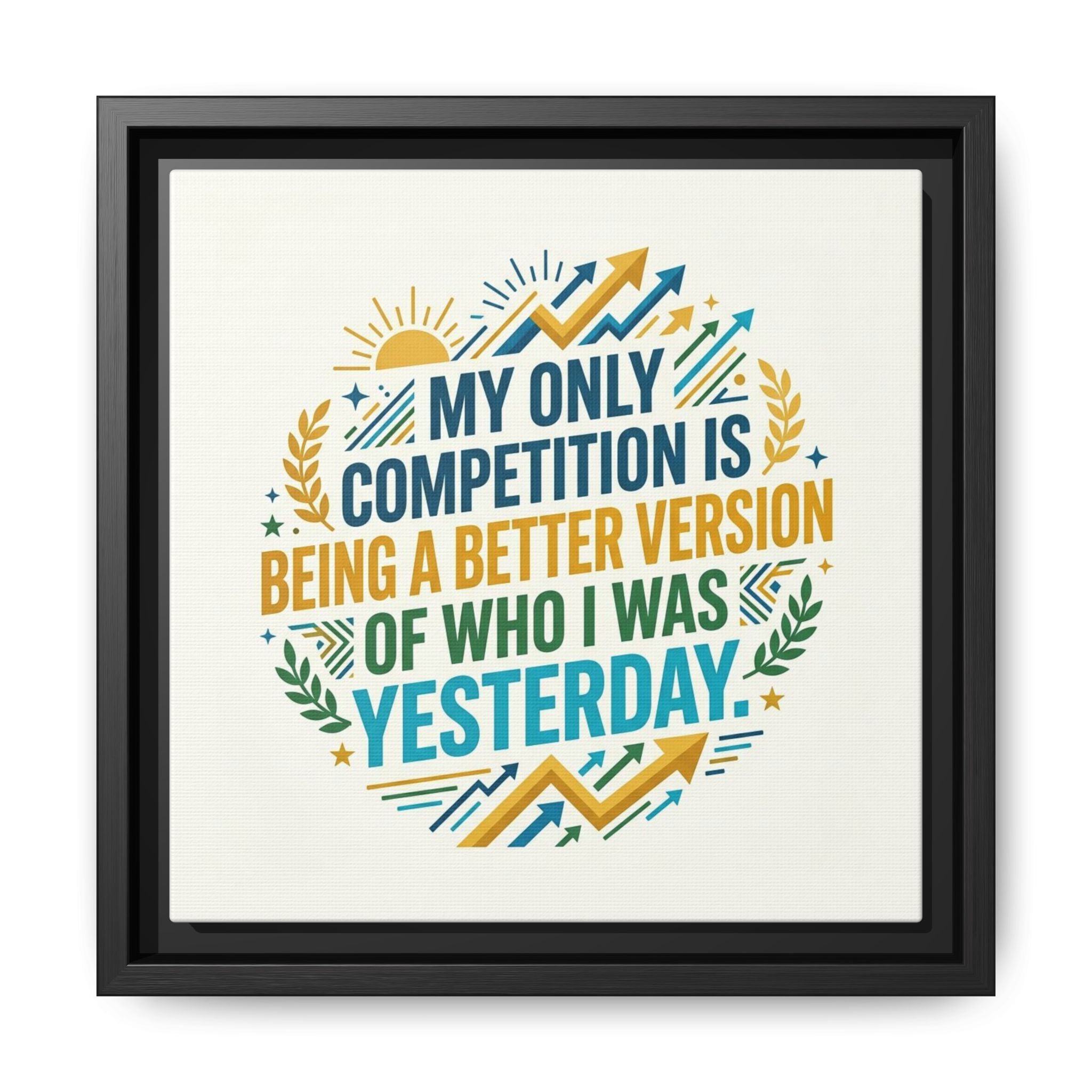 Framed Motivational Canvas - "My Only Competition Is Being a Better Version of Who I Was Yesterday"