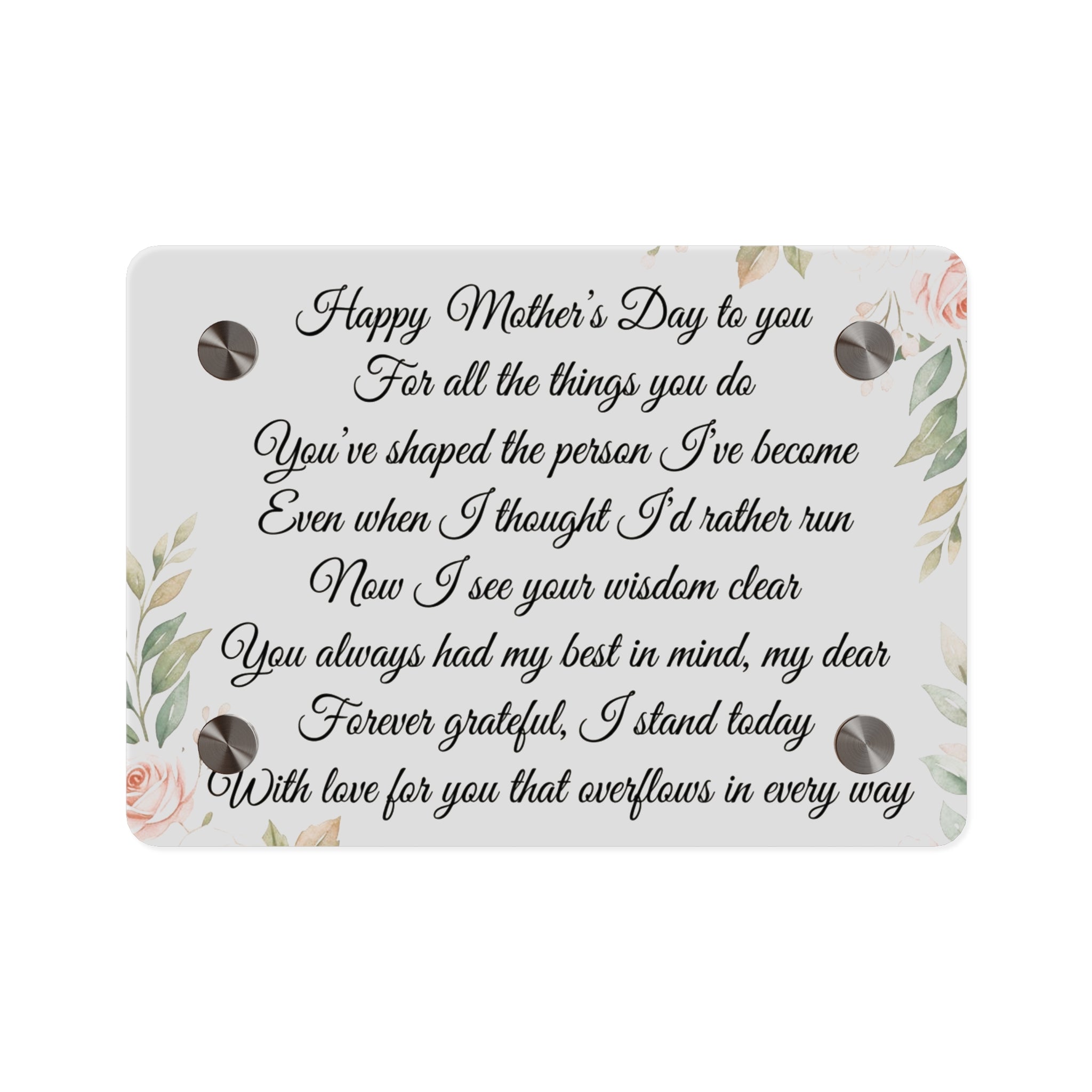 Mother Poem Acrylic Wall Art Panel — Mother's Day Tribute