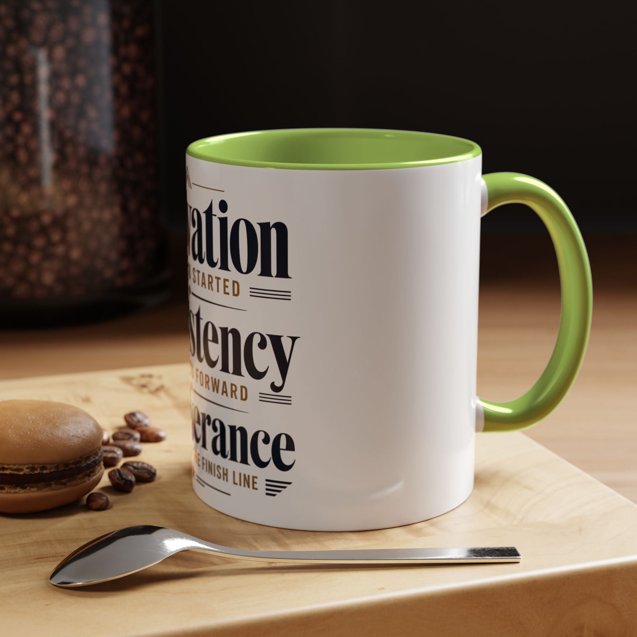 Motivation Consistency Perseverance Accent Coffee Mug — Inspirational Office Coffee Cup (11/15 oz)