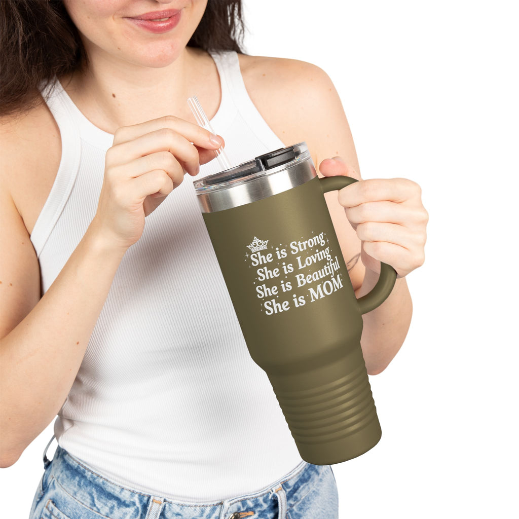 "She is Mom" Insulated Travel Mug (40oz)- Mother's Day Insulated Travel Mug, Mother's Day Gift, Tumbler, Everyday Gift