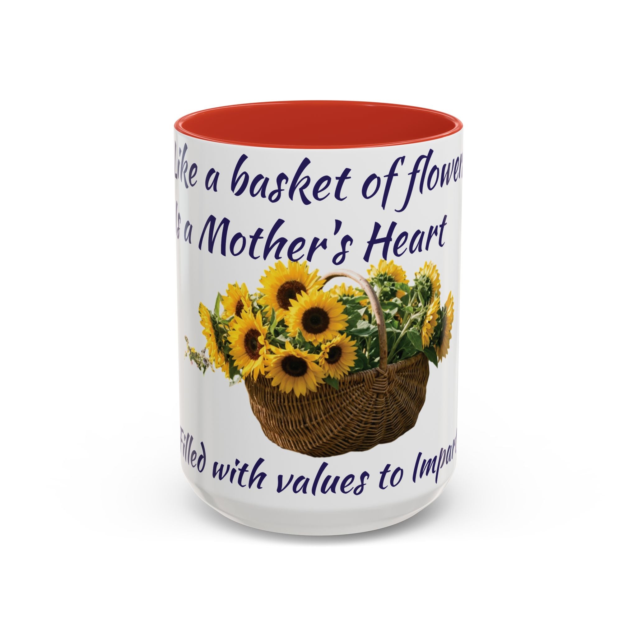Basket of Sunflowers Mother's Heart Accent Mug — Floral Mother's Day Coffee Mug