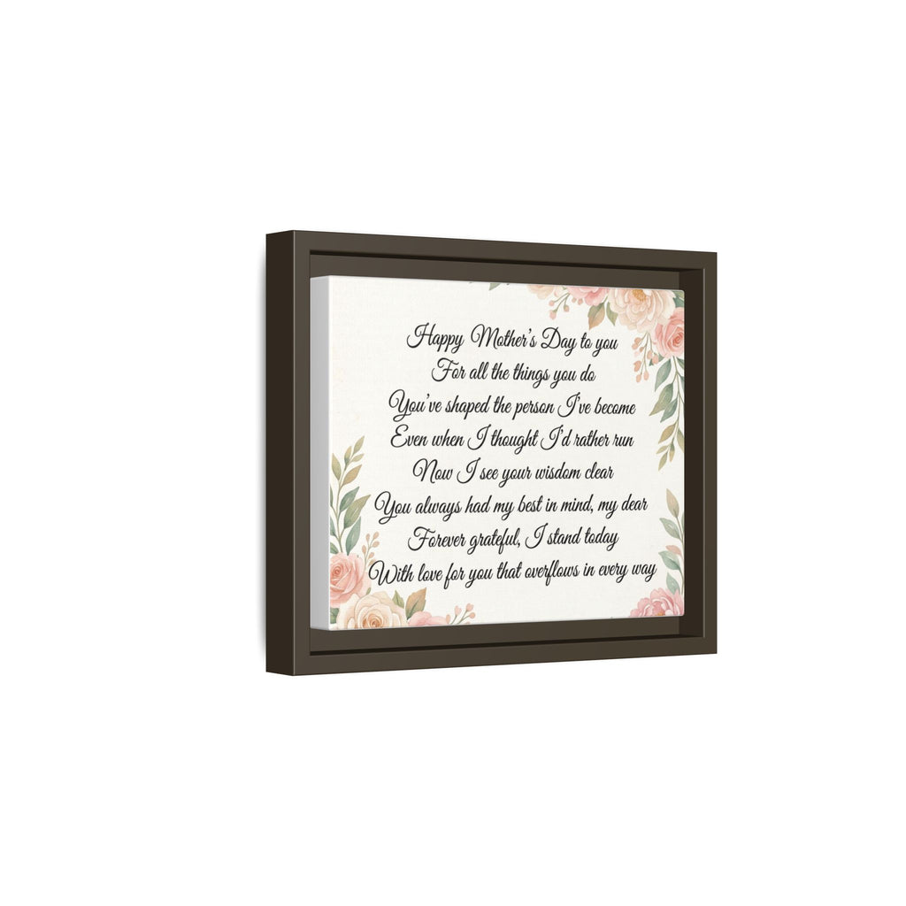 Mother's Day Poem Matte Canvas — Happy Mother's Day Framed Wall Art