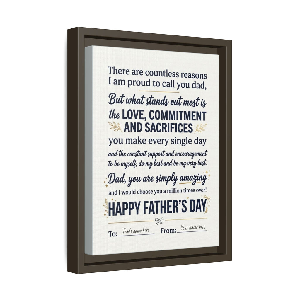Father's Day Framed Canvas — Happy Father's Day Tribute Print (Personalize To/From)