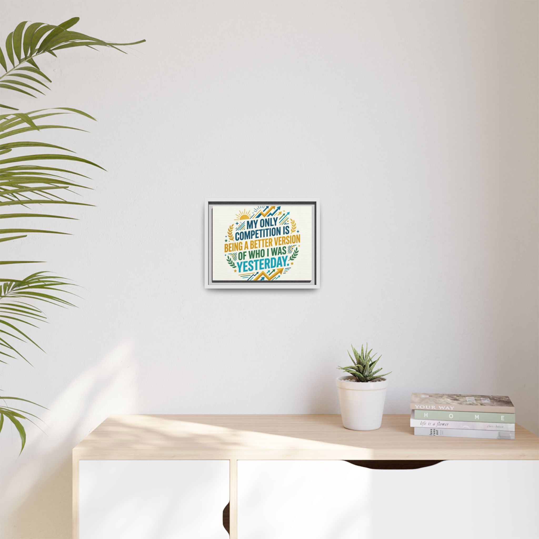 Framed Motivational Canvas - "My Only Competition Is Being a Better Version of Who I Was Yesterday"