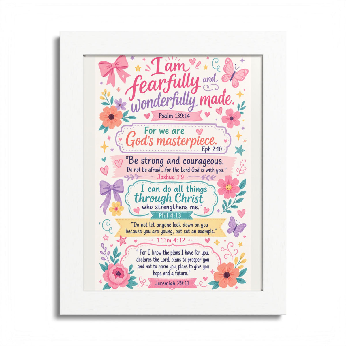 Christian Inspirational Framed Poster — Scripture Wall Art