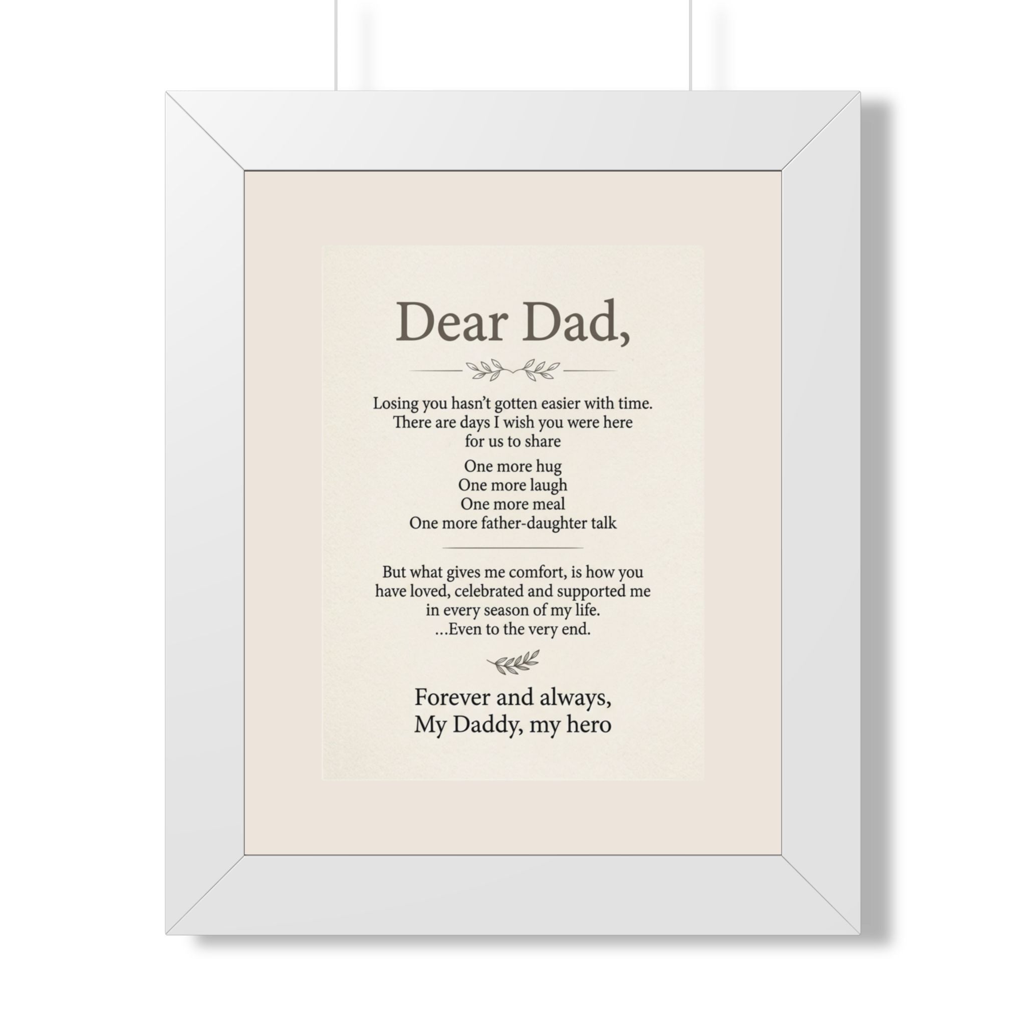 Dear Dad Memorial Framed Poster — Tribute Remembrance Wall Art
