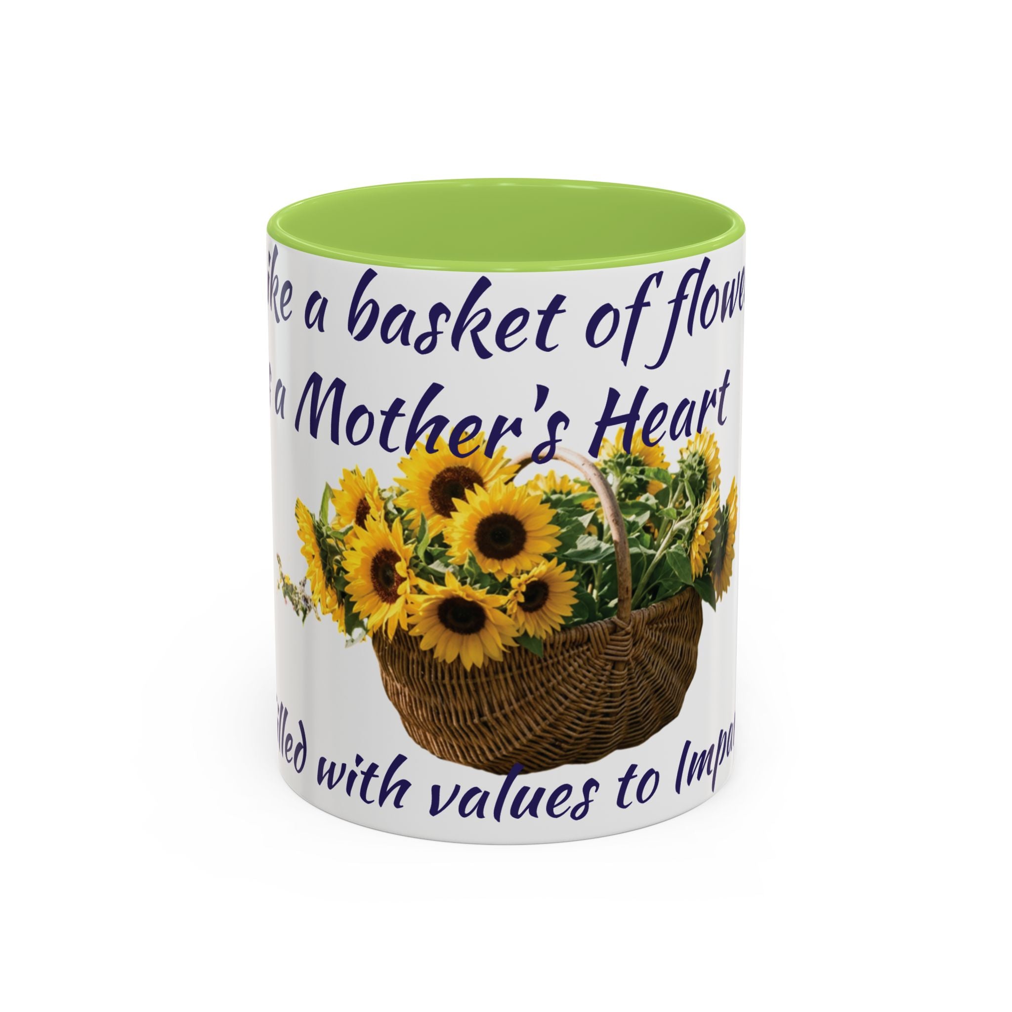 Basket of Sunflowers Mother's Heart Accent Mug — Floral Mother's Day Coffee Mug