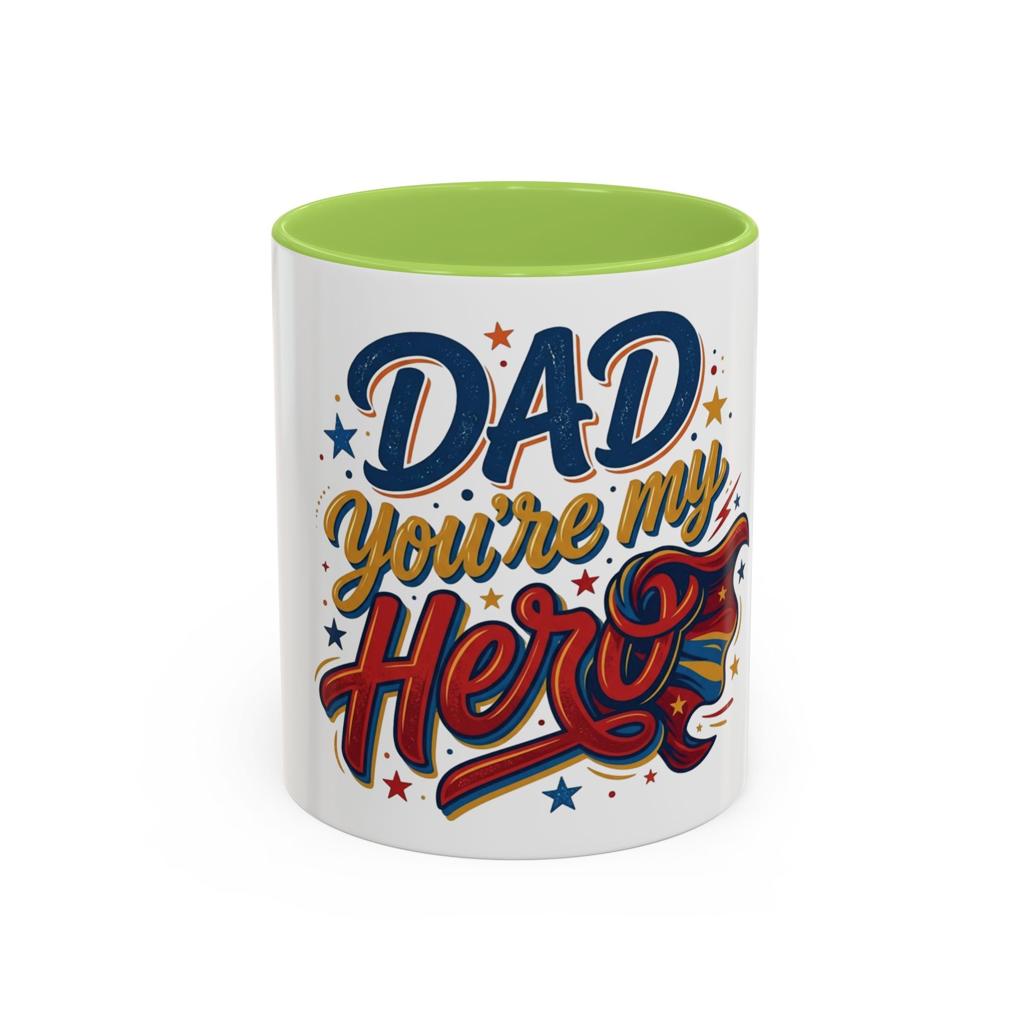 Dad You're My Hero Accent Coffee Mug — Father's Day & Birthday Gift (11/15oz)