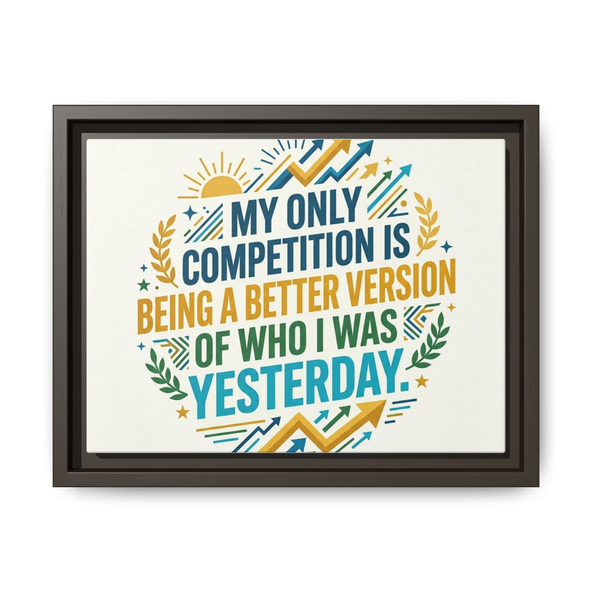 Framed Motivational Canvas - "My Only Competition Is Being a Better Version of Who I Was Yesterday"