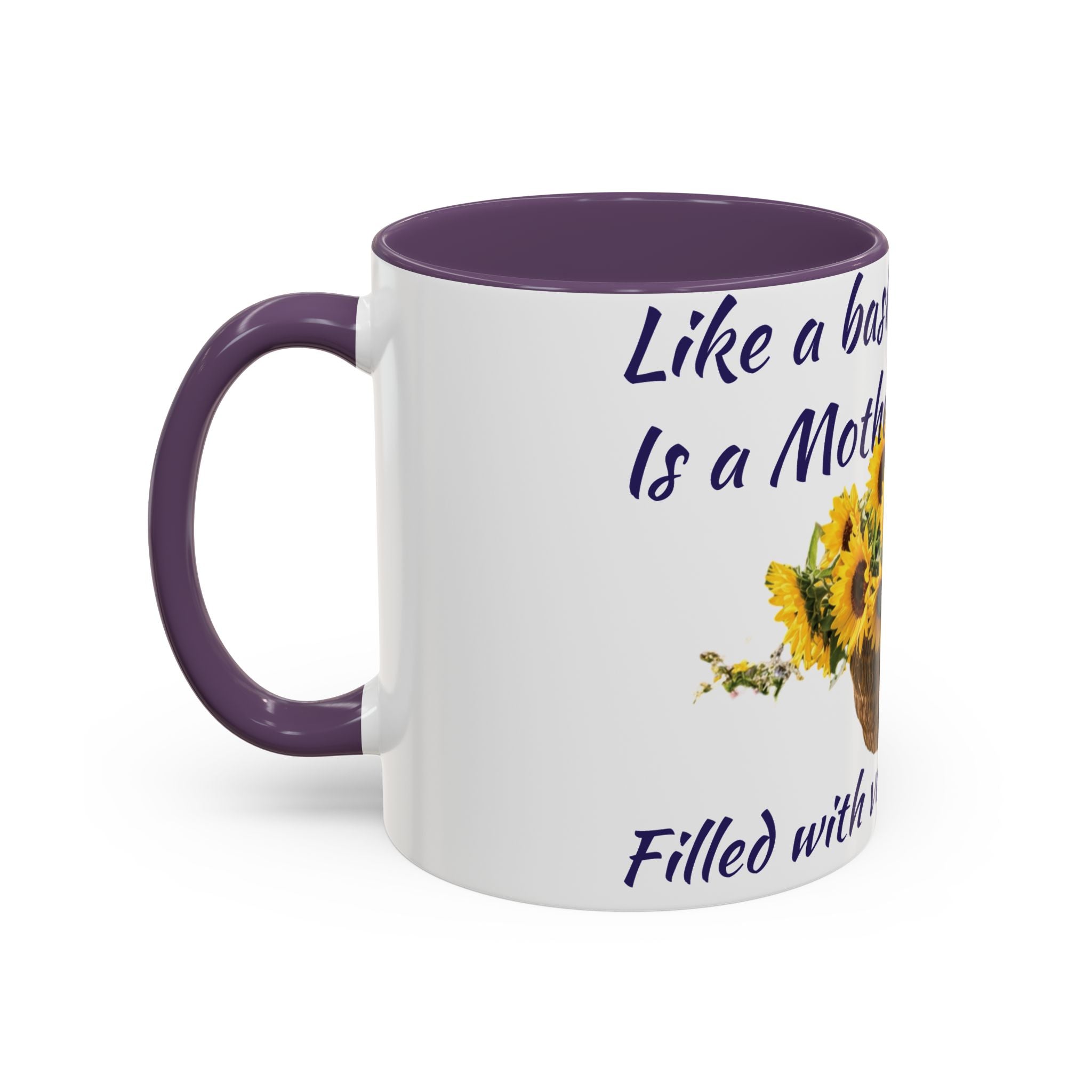 Basket of Sunflowers Mother's Heart Accent Mug — Floral Mother's Day Coffee Mug