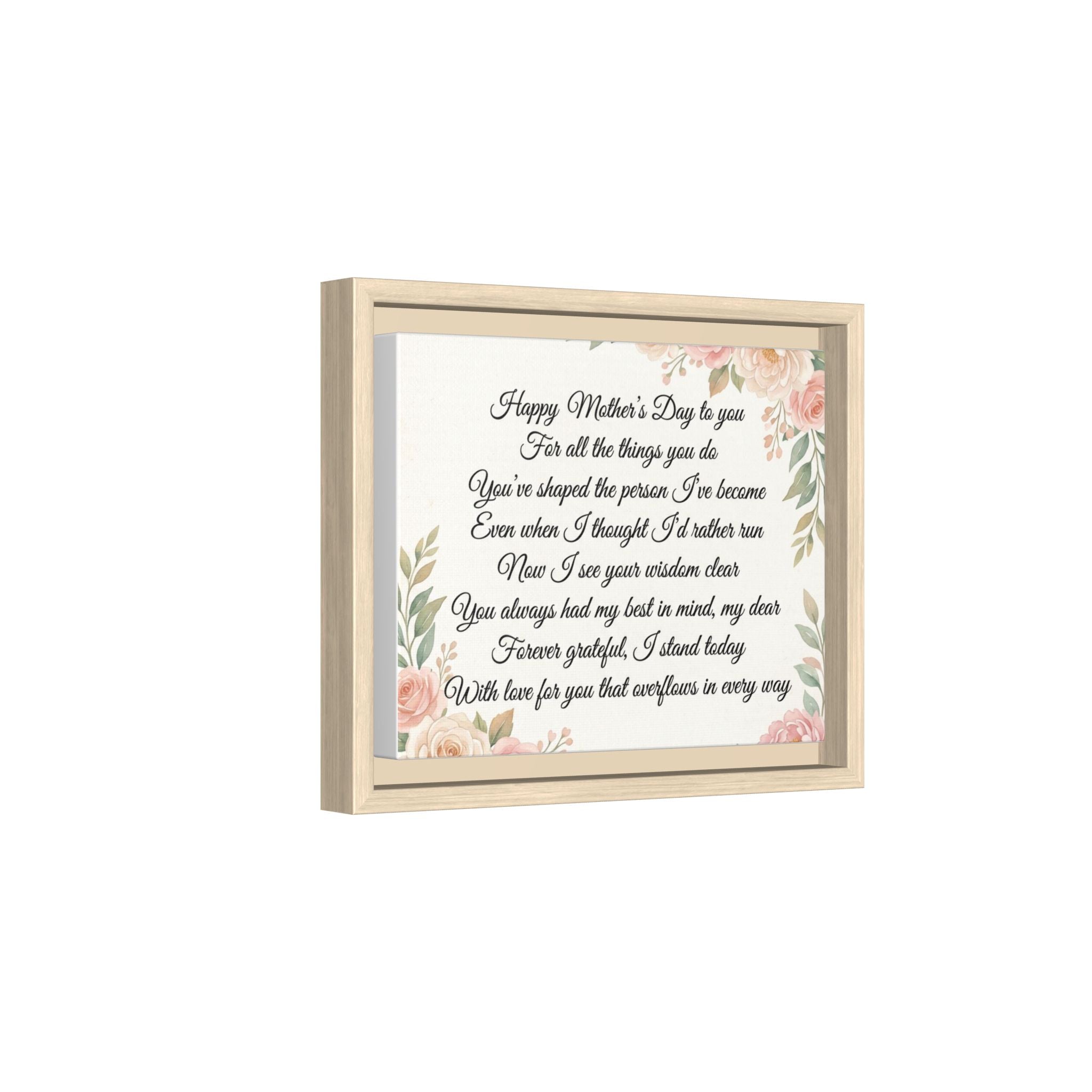 Mother's Day Poem Matte Canvas — Happy Mother's Day Framed Wall Art