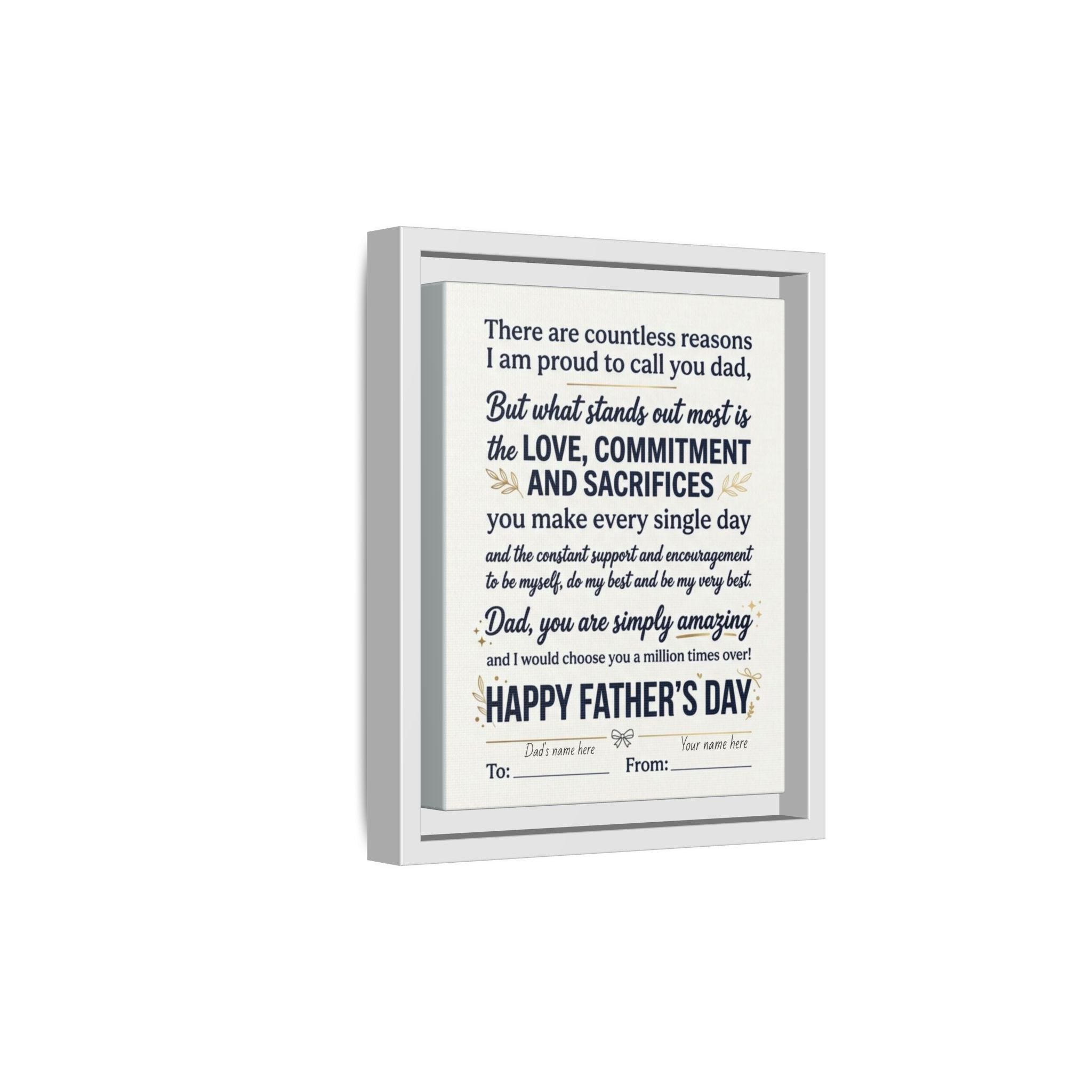 Father's Day Framed Canvas — Happy Father's Day Tribute Print (Personalize To/From)