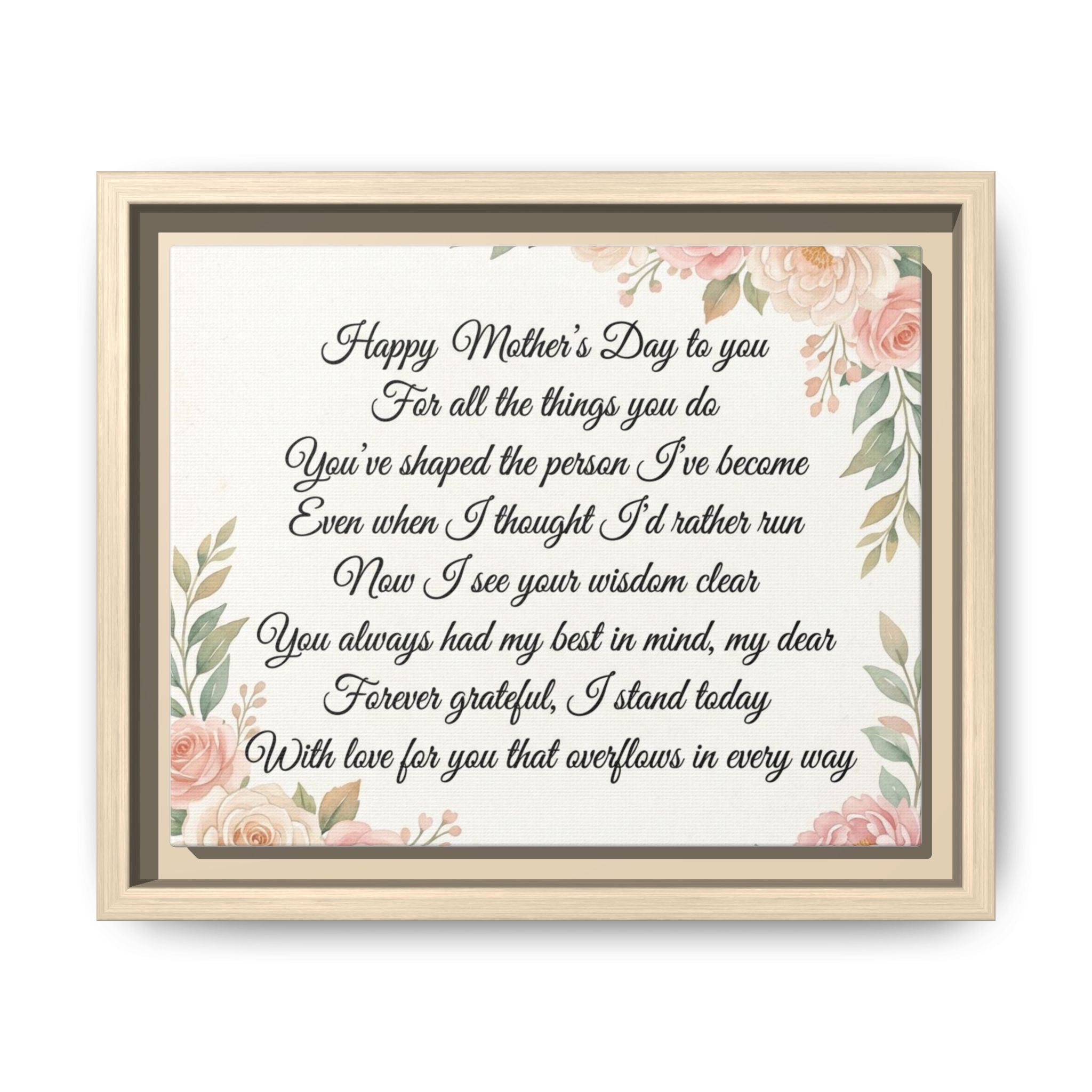 Mother's Day Poem Matte Canvas — Happy Mother's Day Framed Wall Art