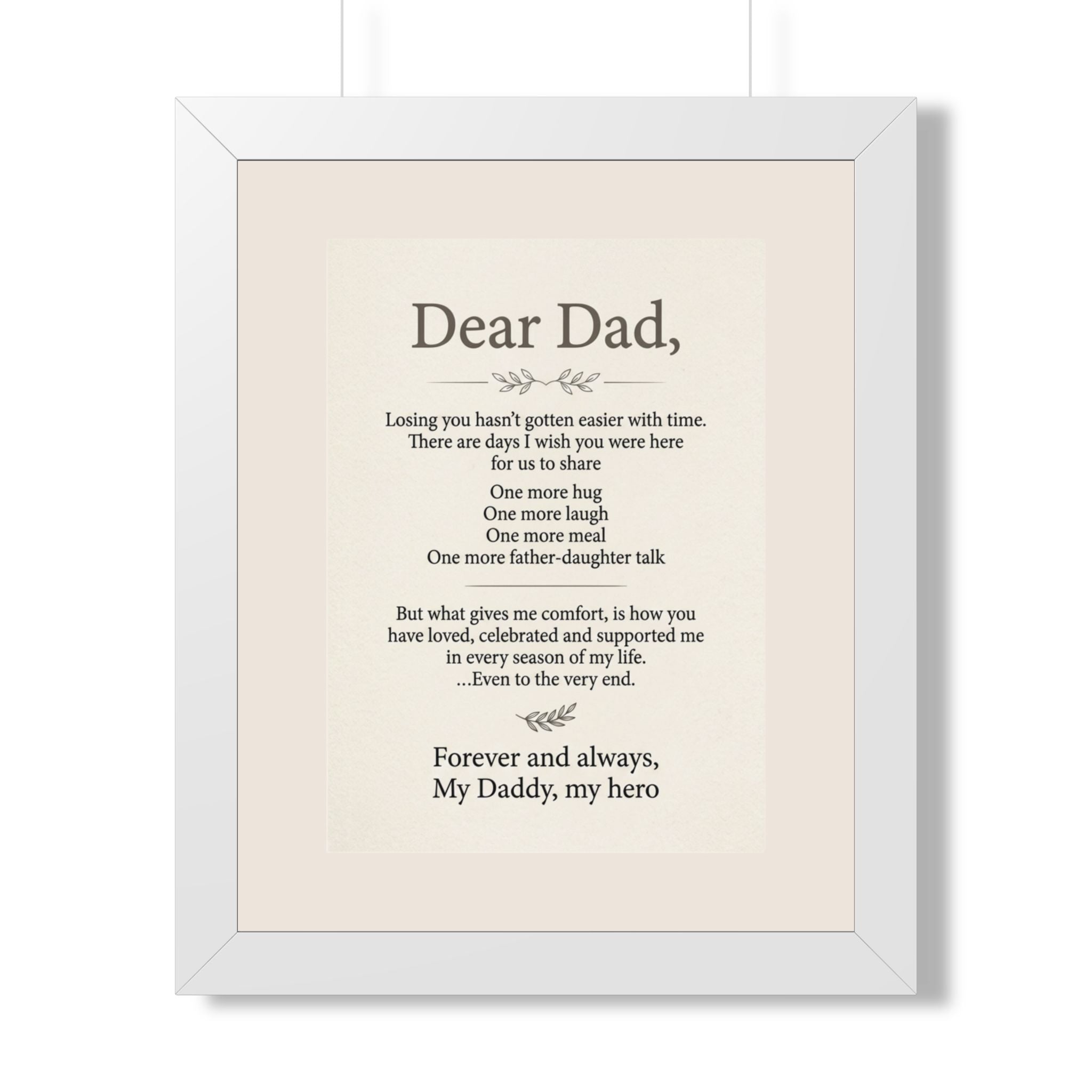Dear Dad Memorial Framed Poster — Tribute Remembrance Wall Art