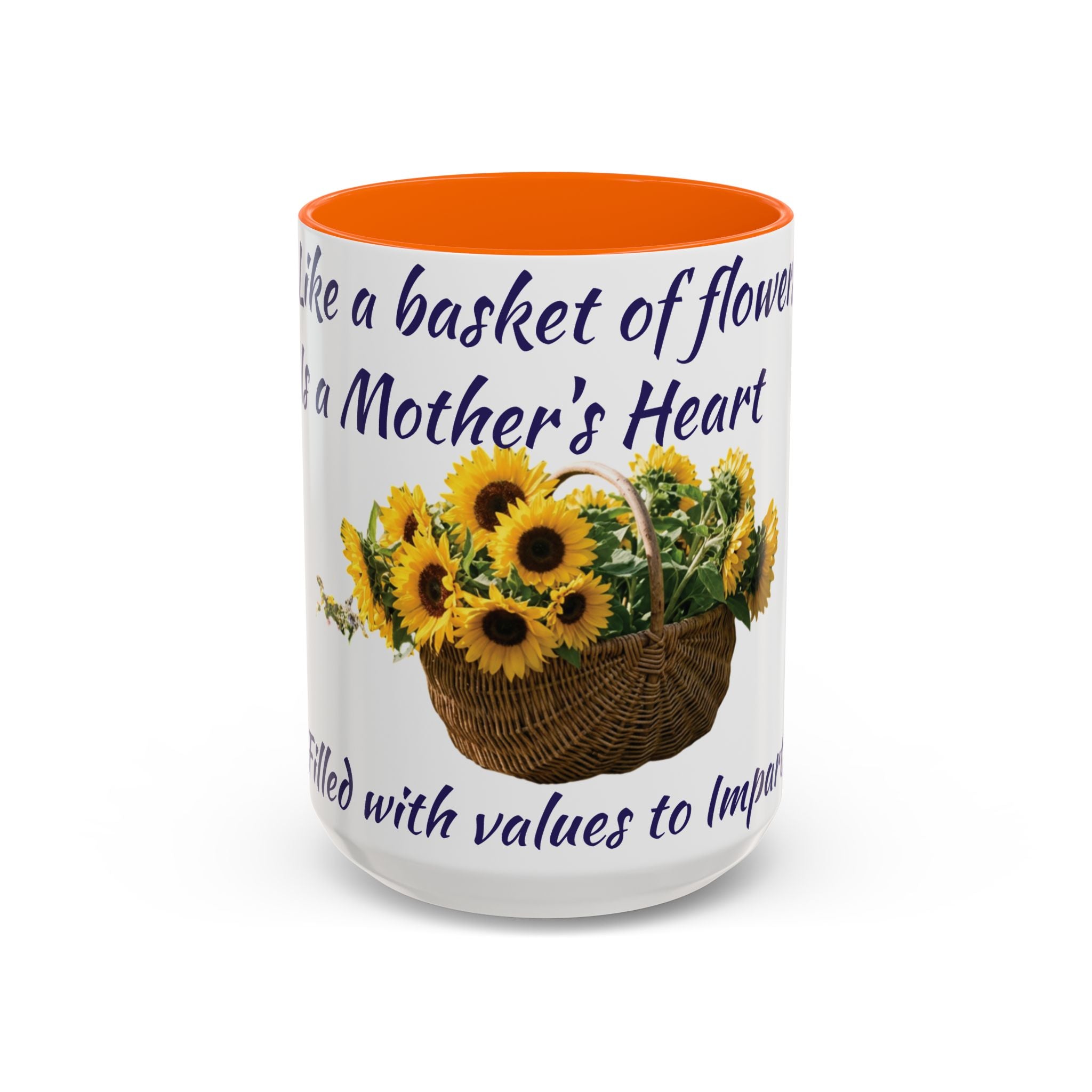 Basket of Sunflowers Mother's Heart Accent Mug — Floral Mother's Day Coffee Mug