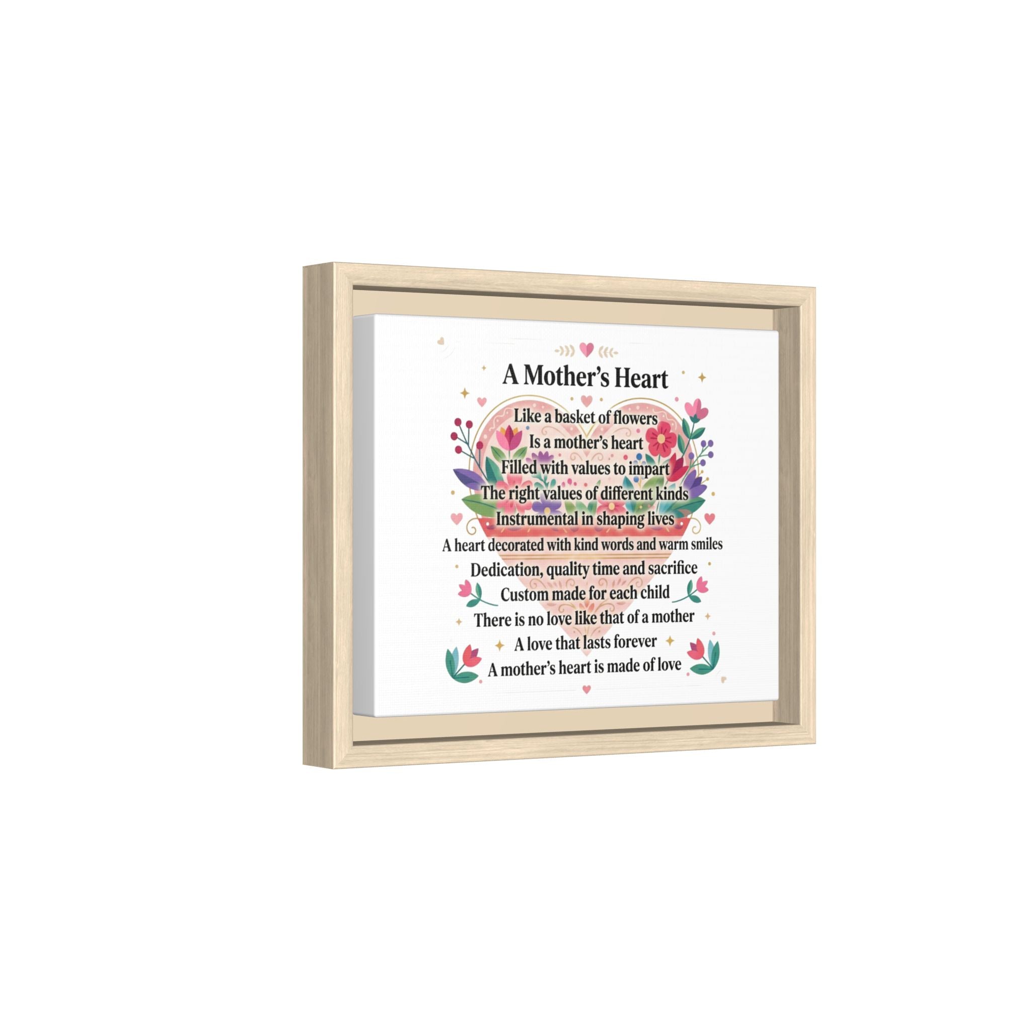Mother's Heart Poem Framed Canvas — Mother's Day Wall Art, Home Decor