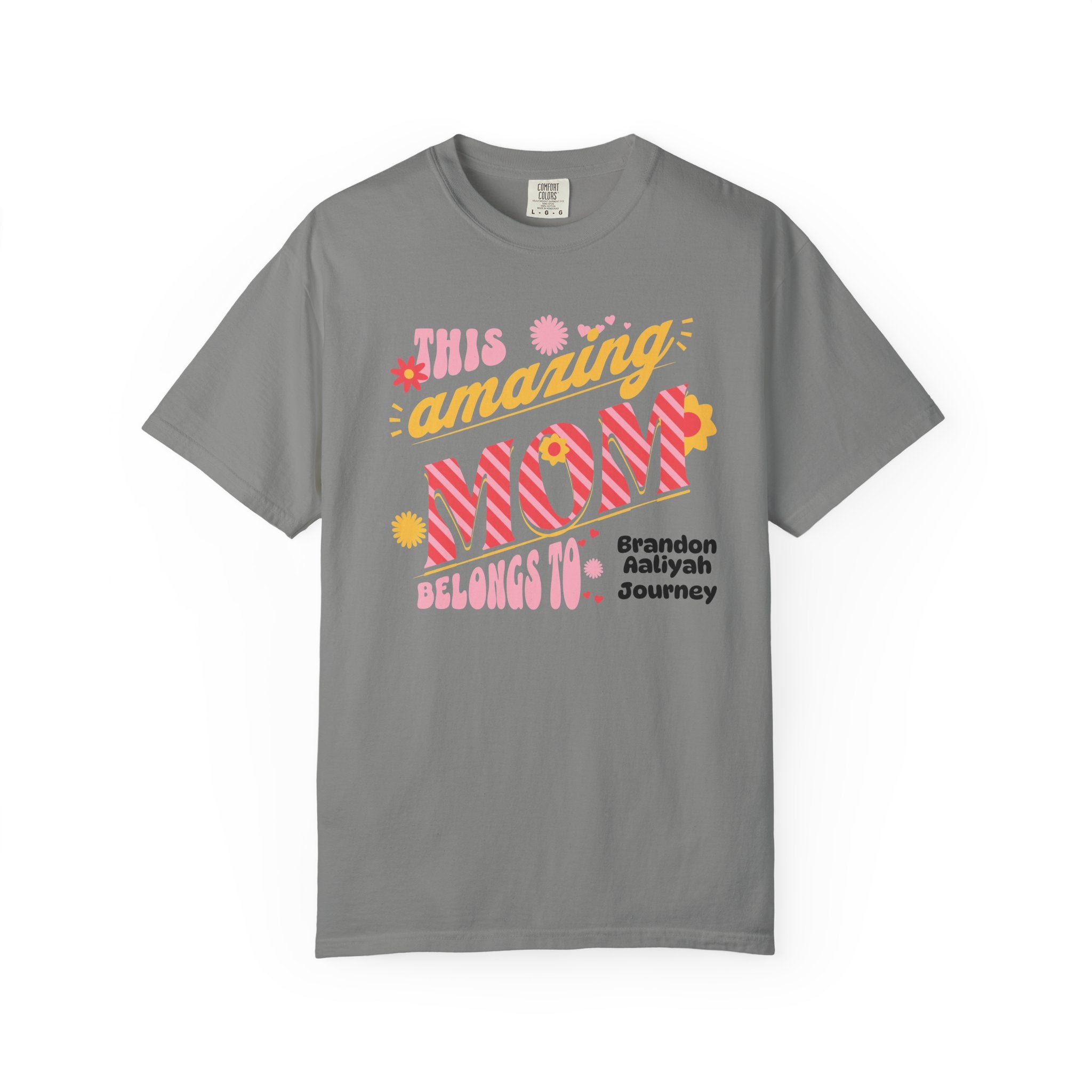 Personalized "This Amazing Mom Belongs To" T-Shirt — Custom Kids' Names (Mother's Day Gift)