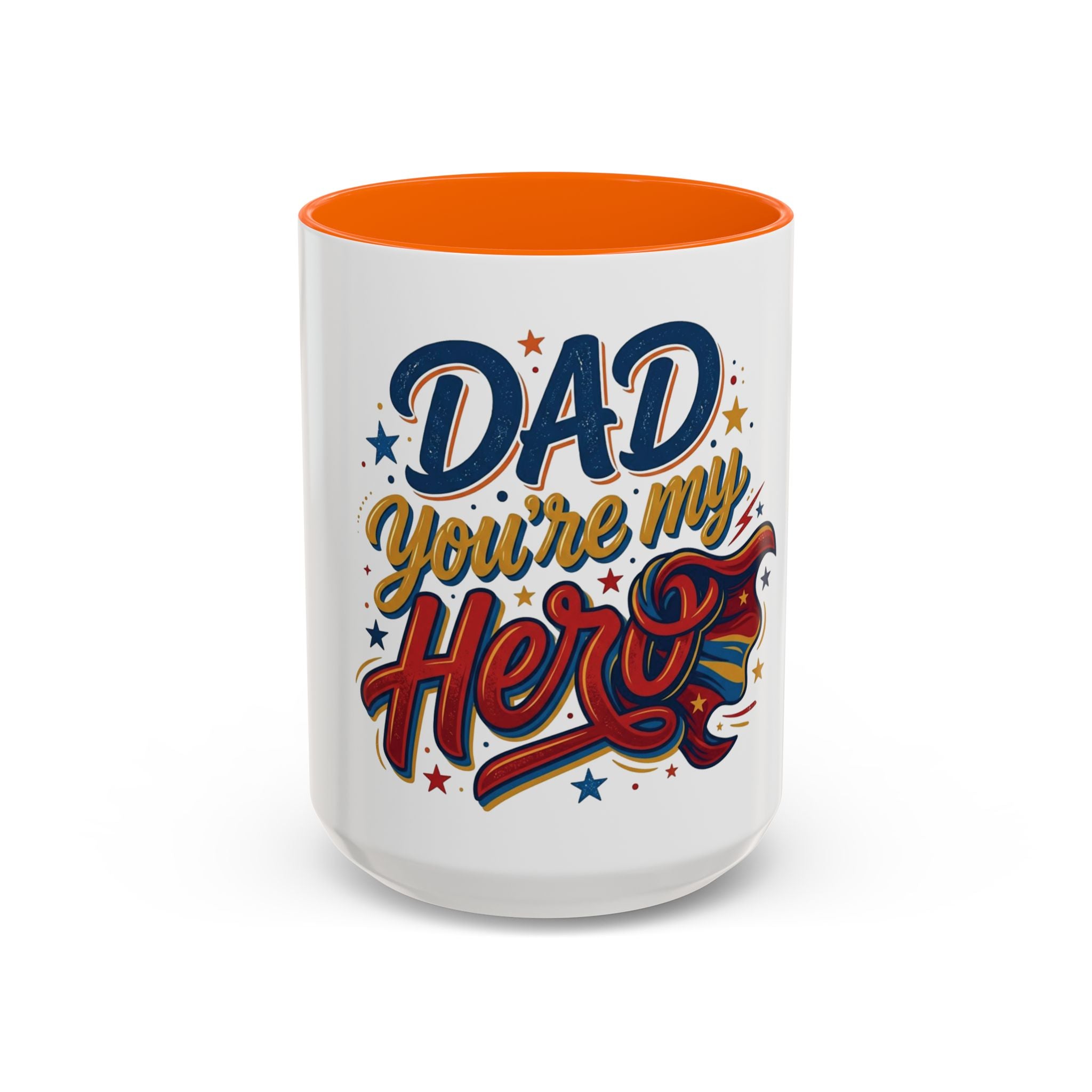 Dad You're My Hero Accent Coffee Mug — Father's Day & Birthday Gift (11/15oz)