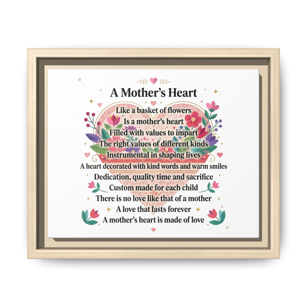 Mother's Heart Poem Framed Canvas — Mother's Day Wall Art, Home Decor