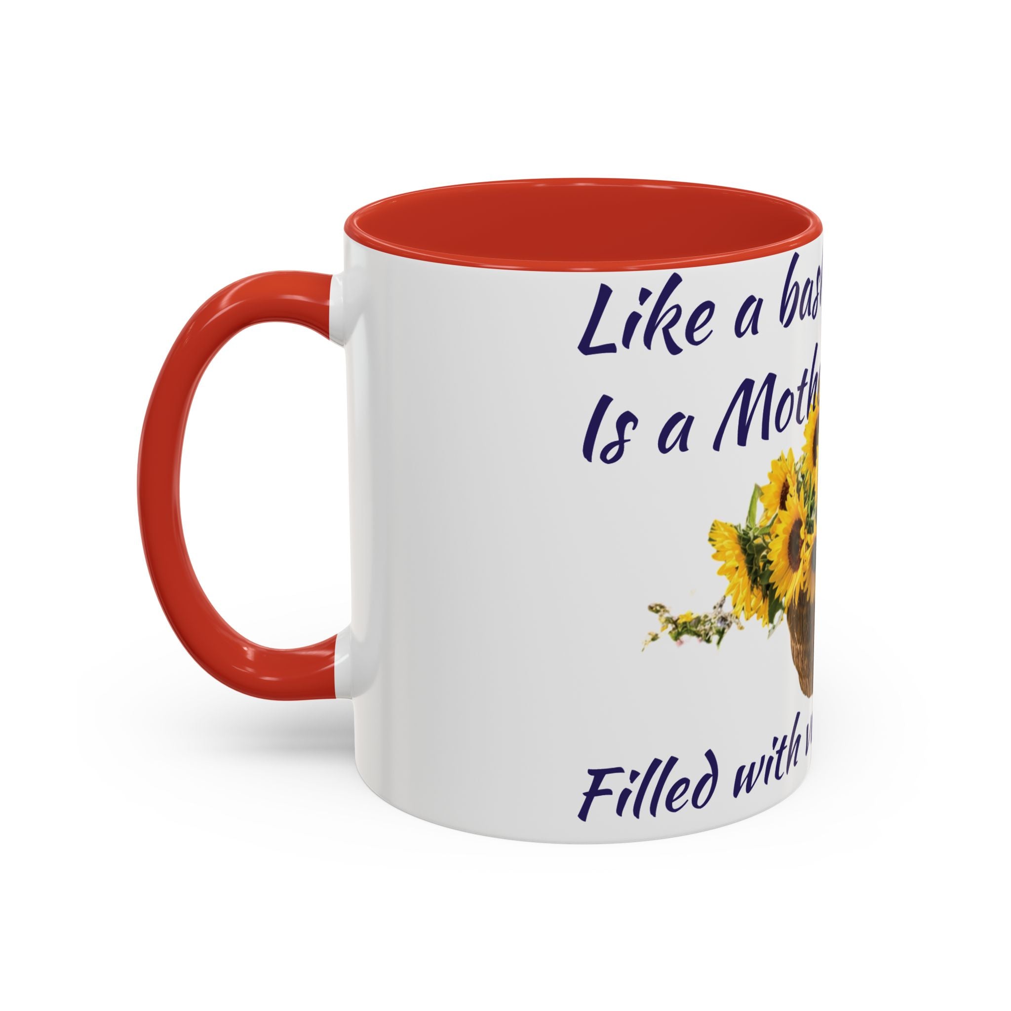 Basket of Sunflowers Mother's Heart Accent Mug — Floral Mother's Day Coffee Mug