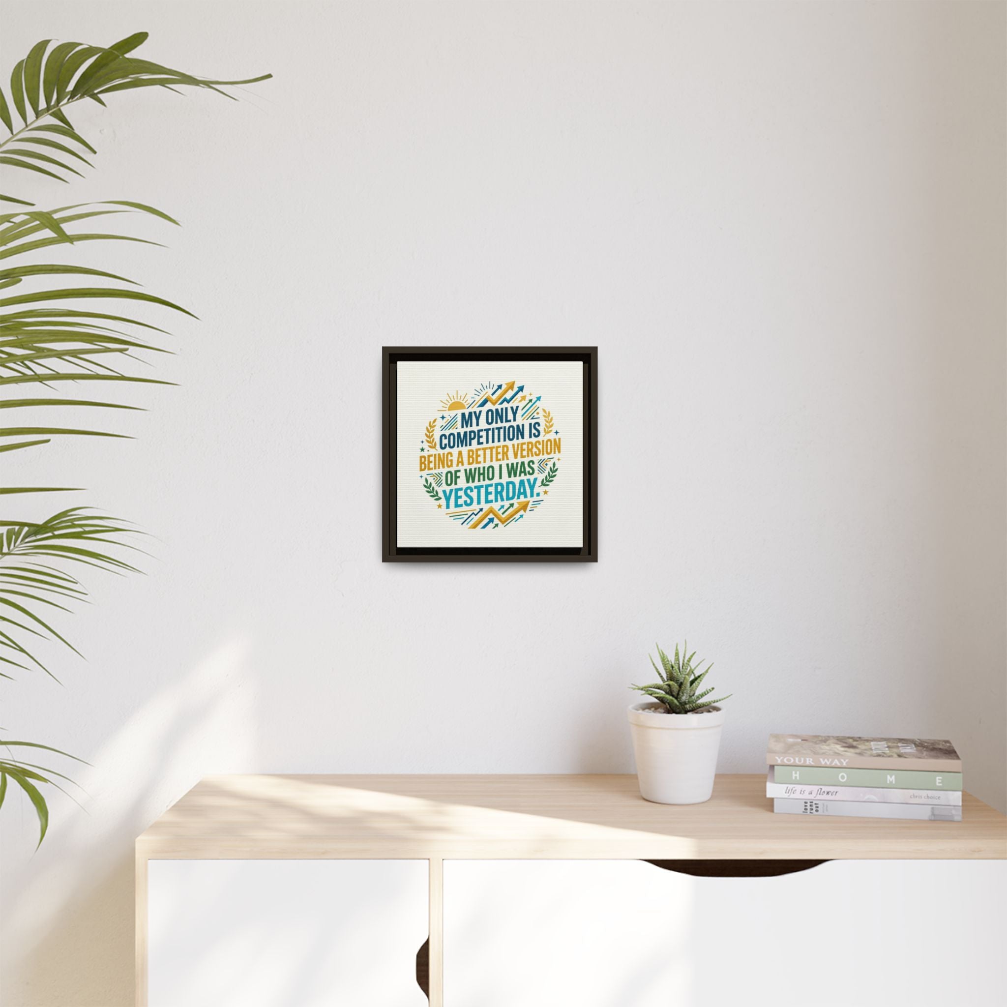 Framed Motivational Canvas - "My Only Competition Is Being a Better Version of Who I Was Yesterday"