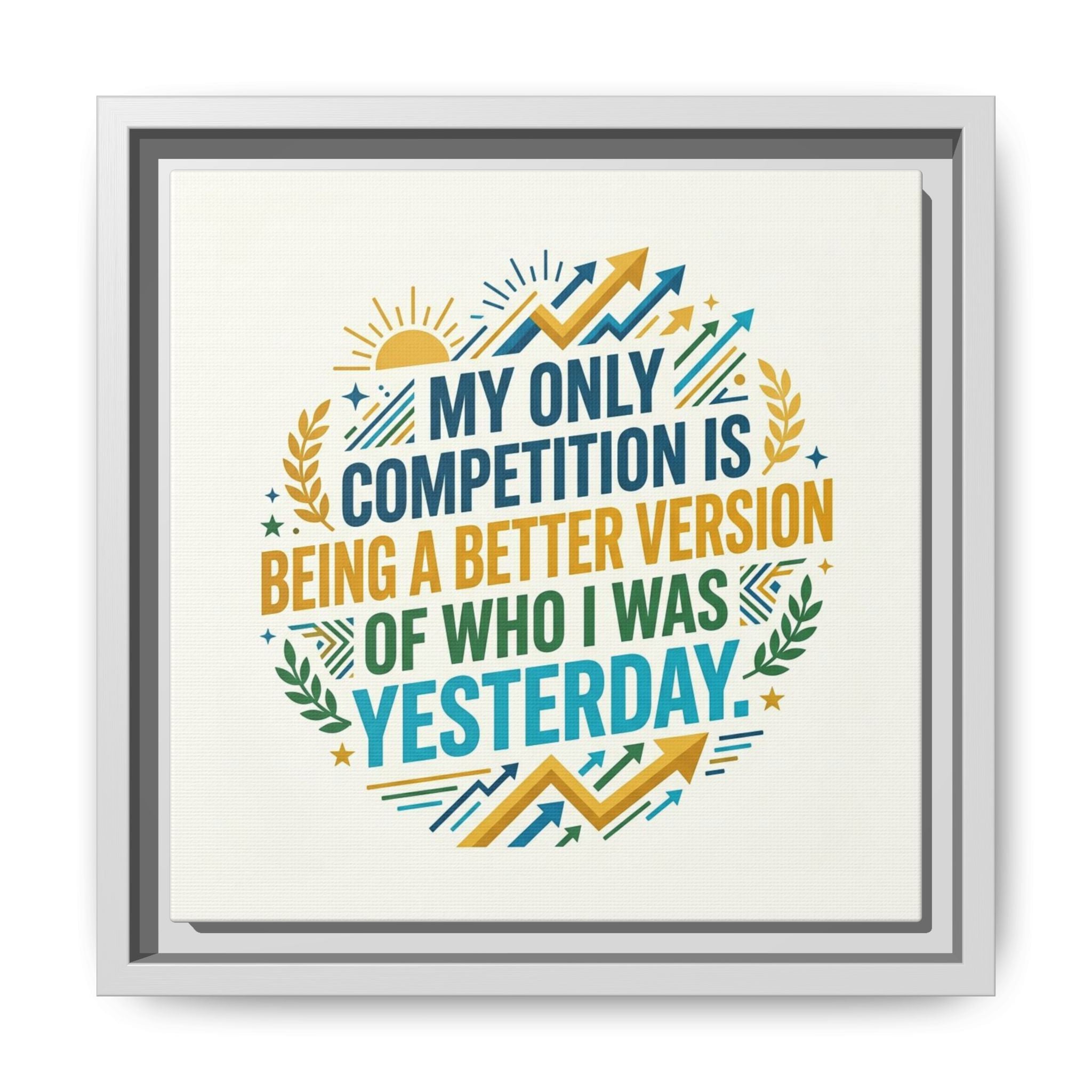 Framed Motivational Canvas - "My Only Competition Is Being a Better Version of Who I Was Yesterday"
