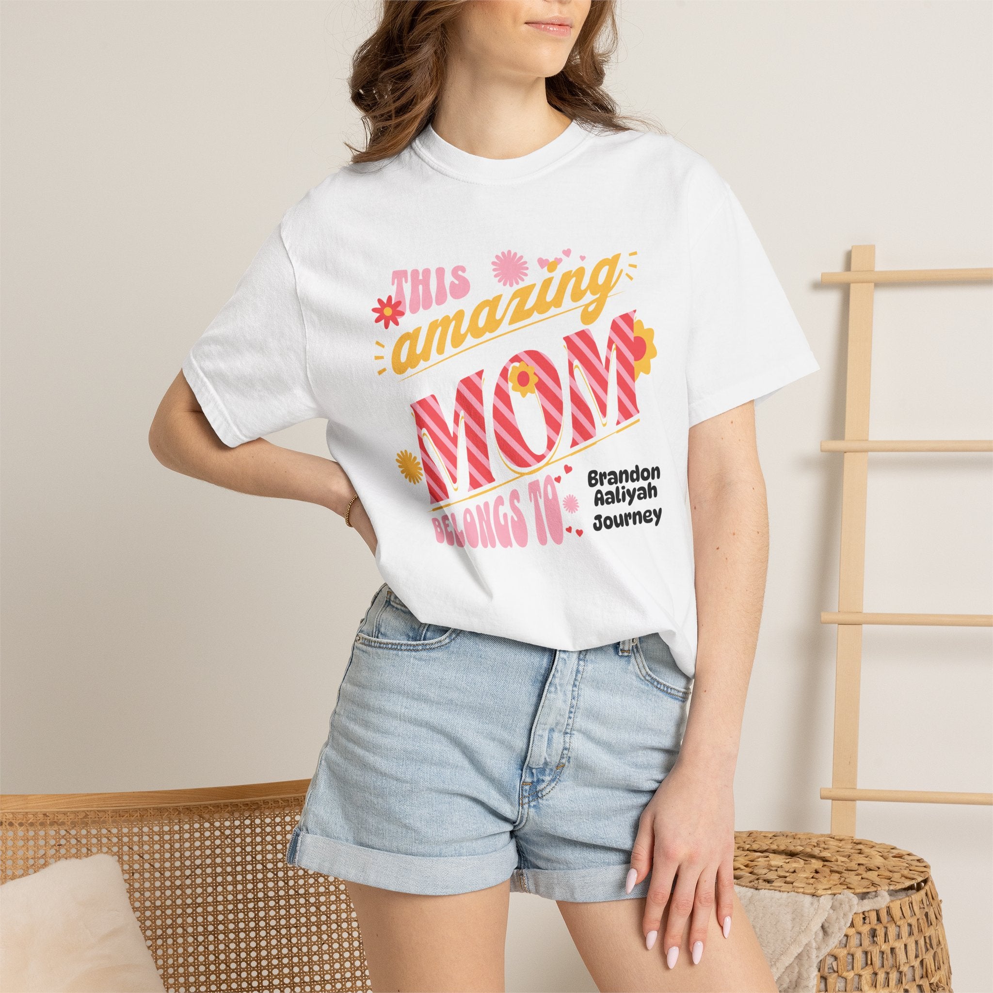 Personalized "This Amazing Mom Belongs To" T-Shirt — Custom Kids' Names (Mother's Day Gift)
