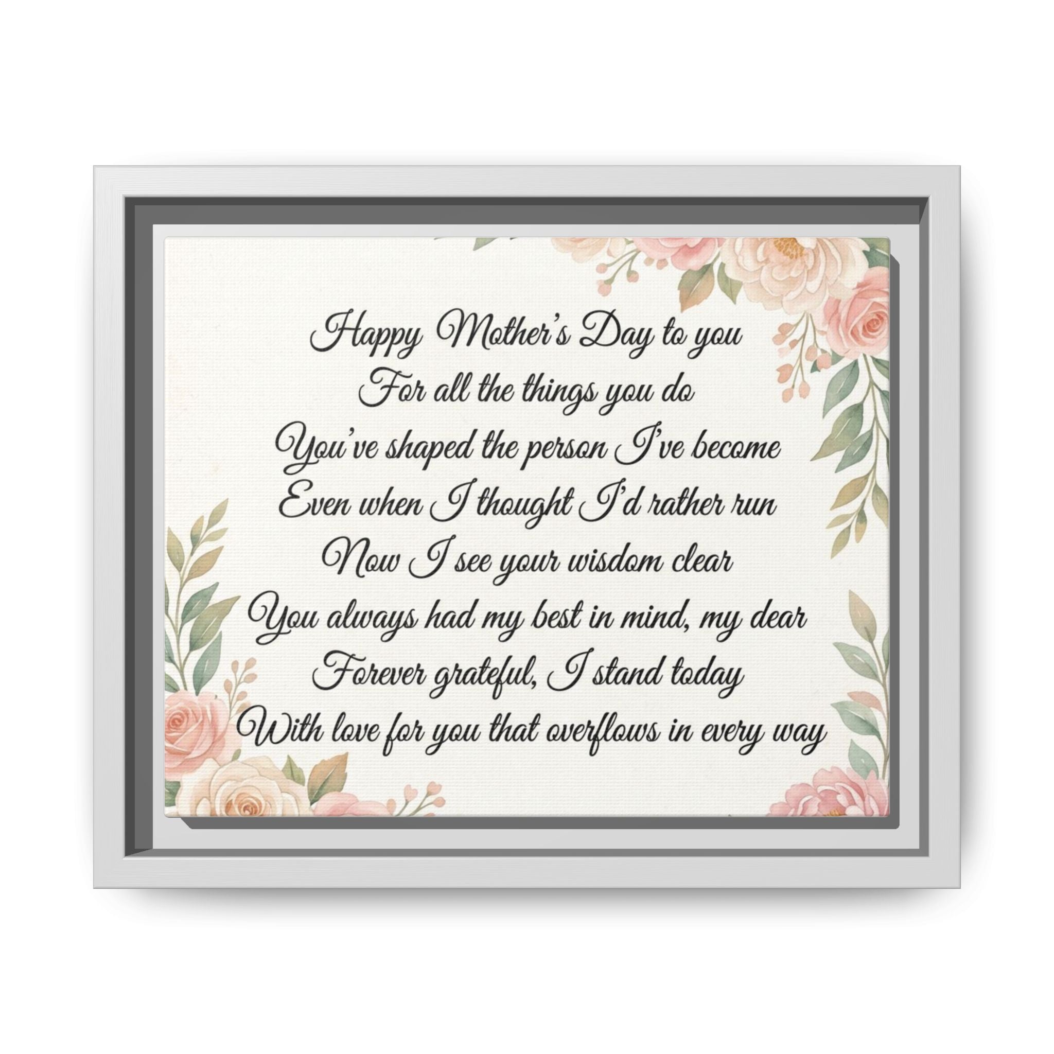 Mother's Day Poem Matte Canvas — Happy Mother's Day Framed Wall Art
