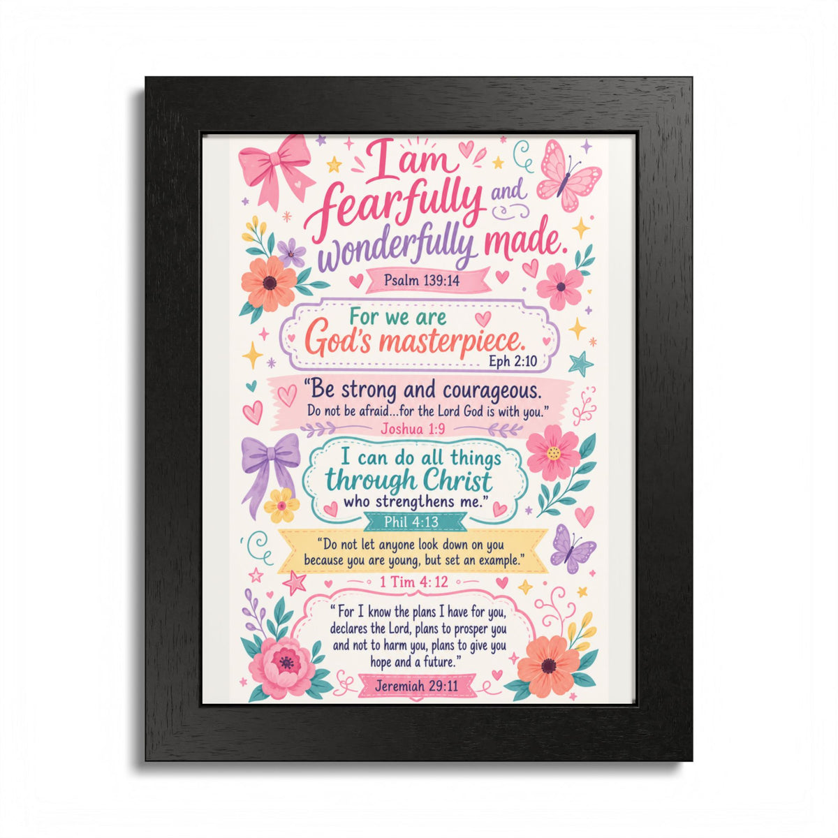 Christian Inspirational Framed Poster — Scripture Wall Art