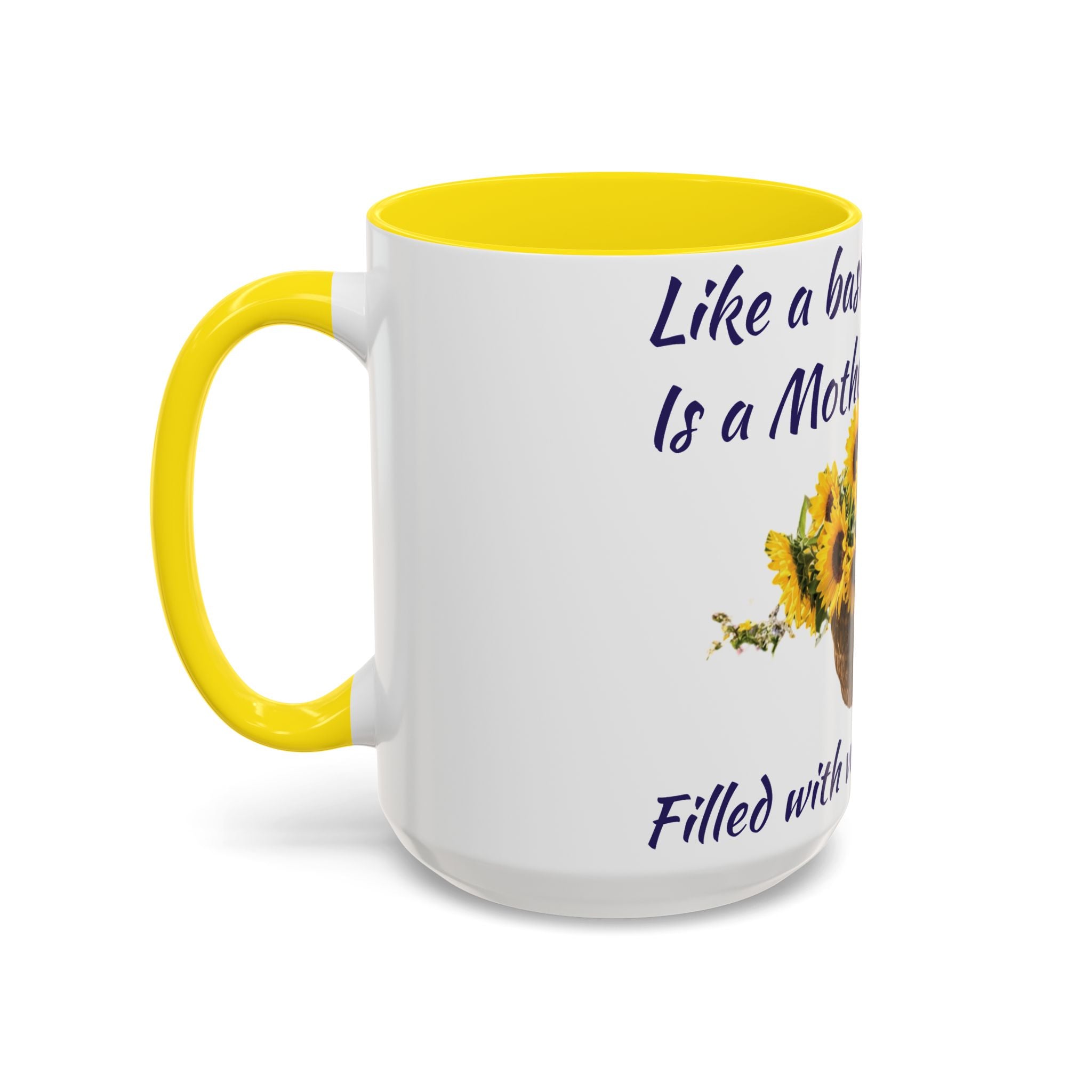 Basket of Sunflowers Mother's Heart Accent Mug — Floral Mother's Day Coffee Mug