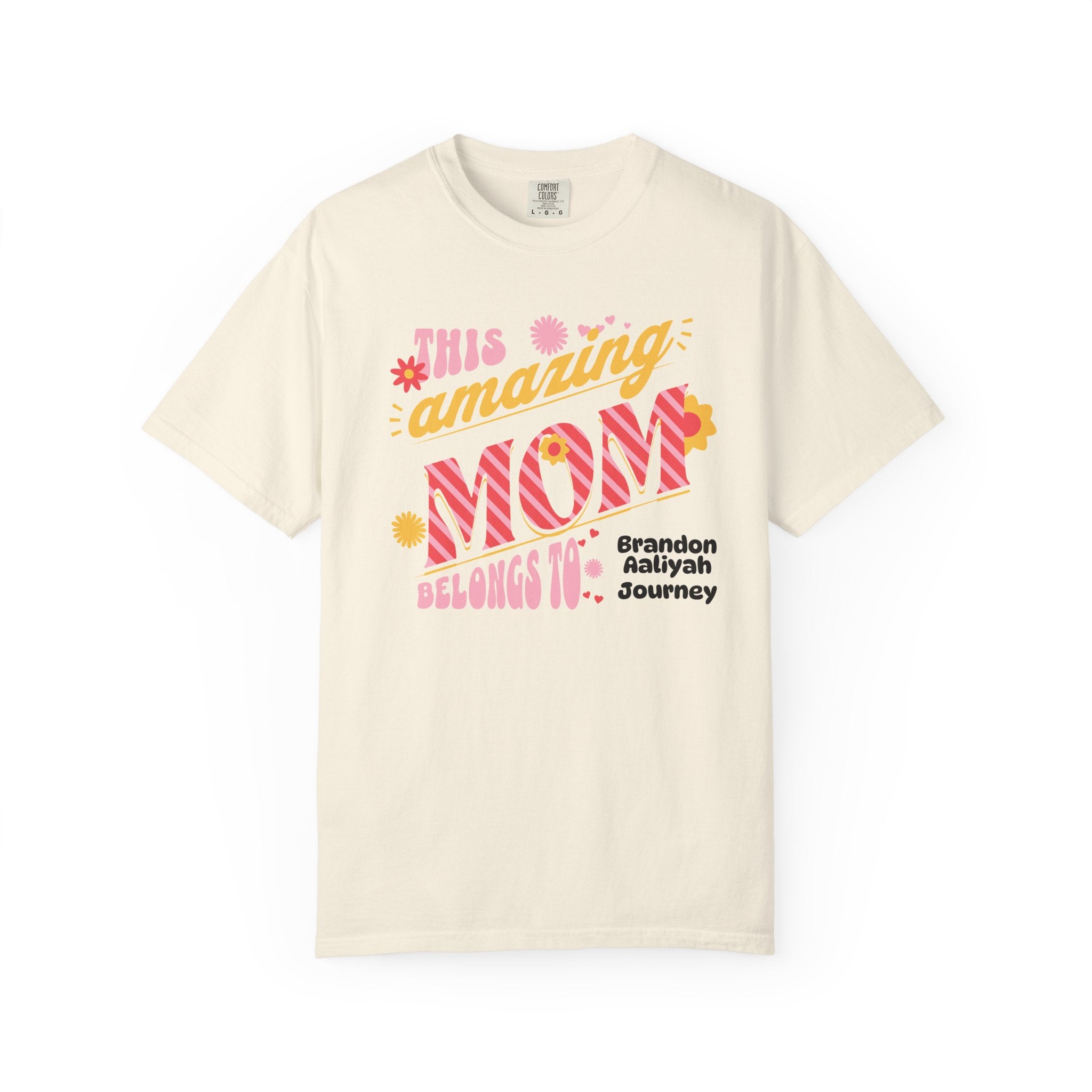 Personalized "This Amazing Mom Belongs To" T-Shirt — Custom Kids' Names (Mother's Day Gift)