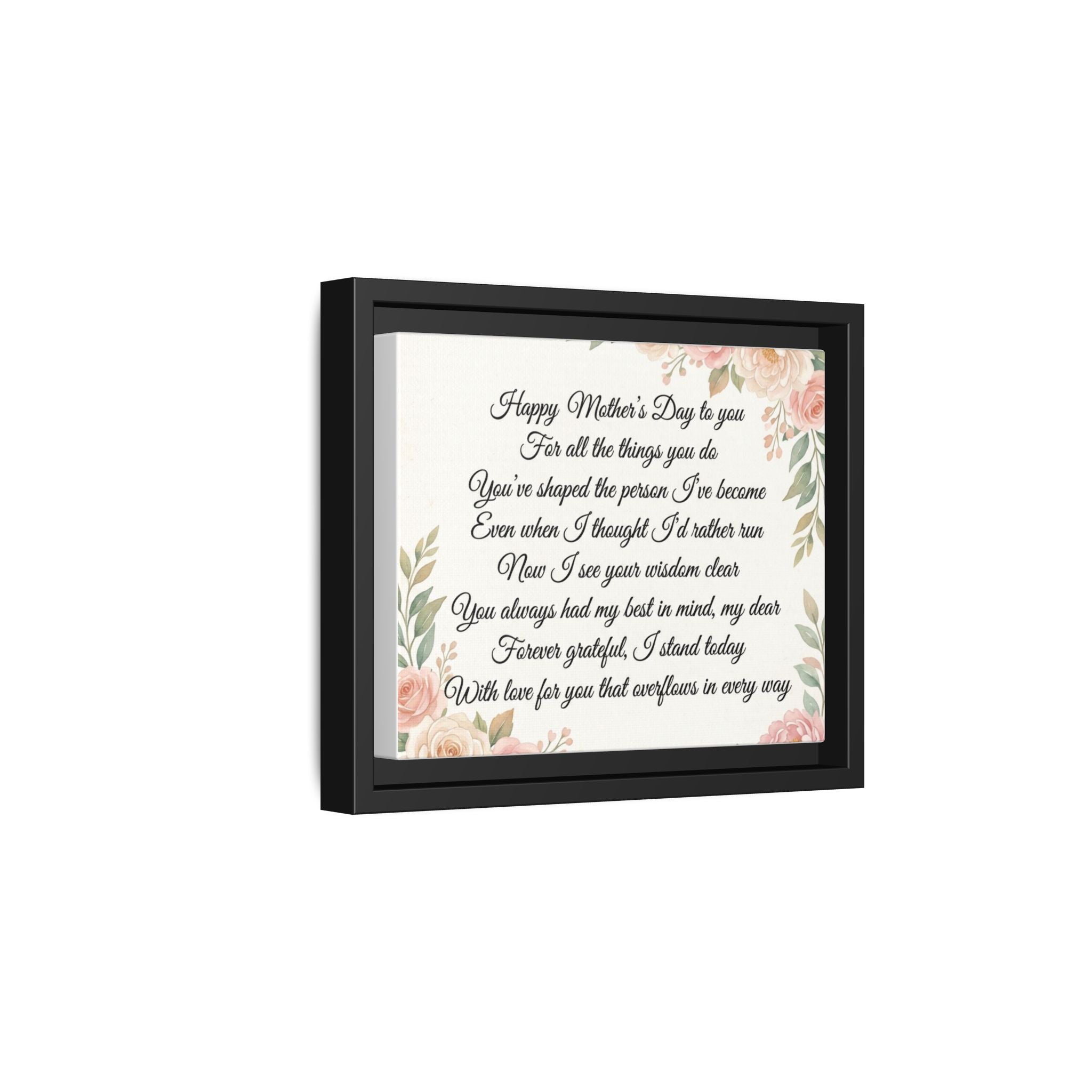 Mother's Day Poem Matte Canvas — Happy Mother's Day Framed Wall Art