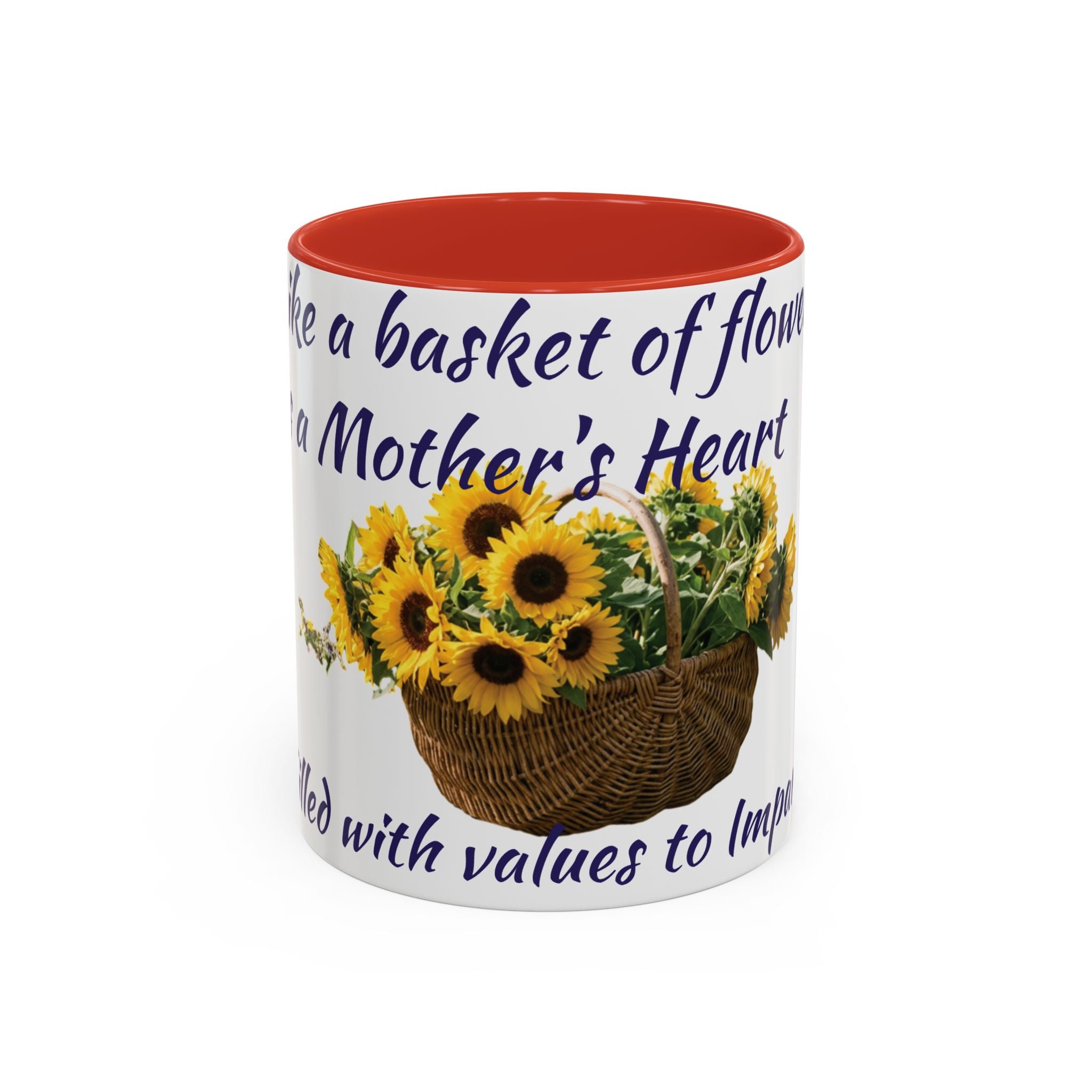 Basket of Sunflowers Mother's Heart Accent Mug — Floral Mother's Day Coffee Mug