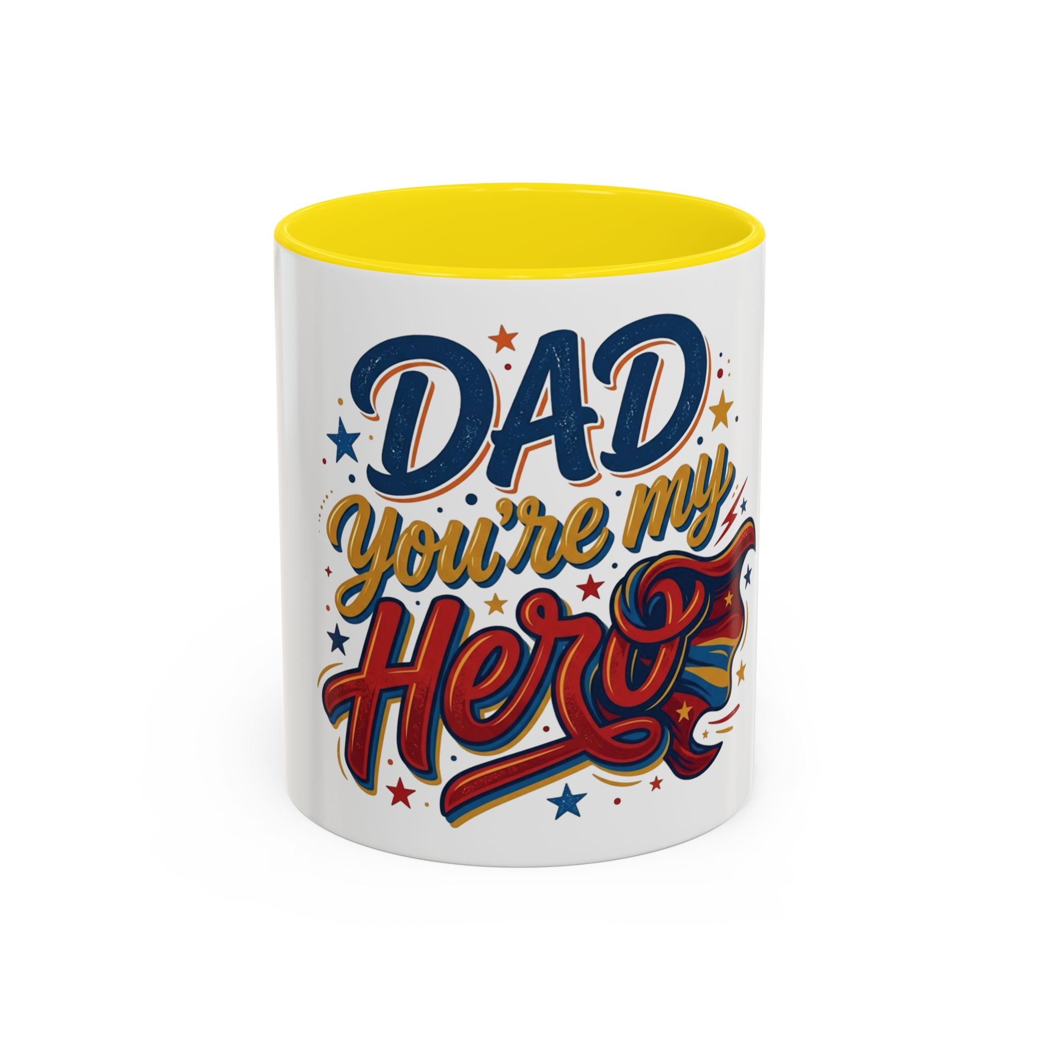 Dad You're My Hero Accent Coffee Mug — Father's Day & Birthday Gift (11/15oz)
