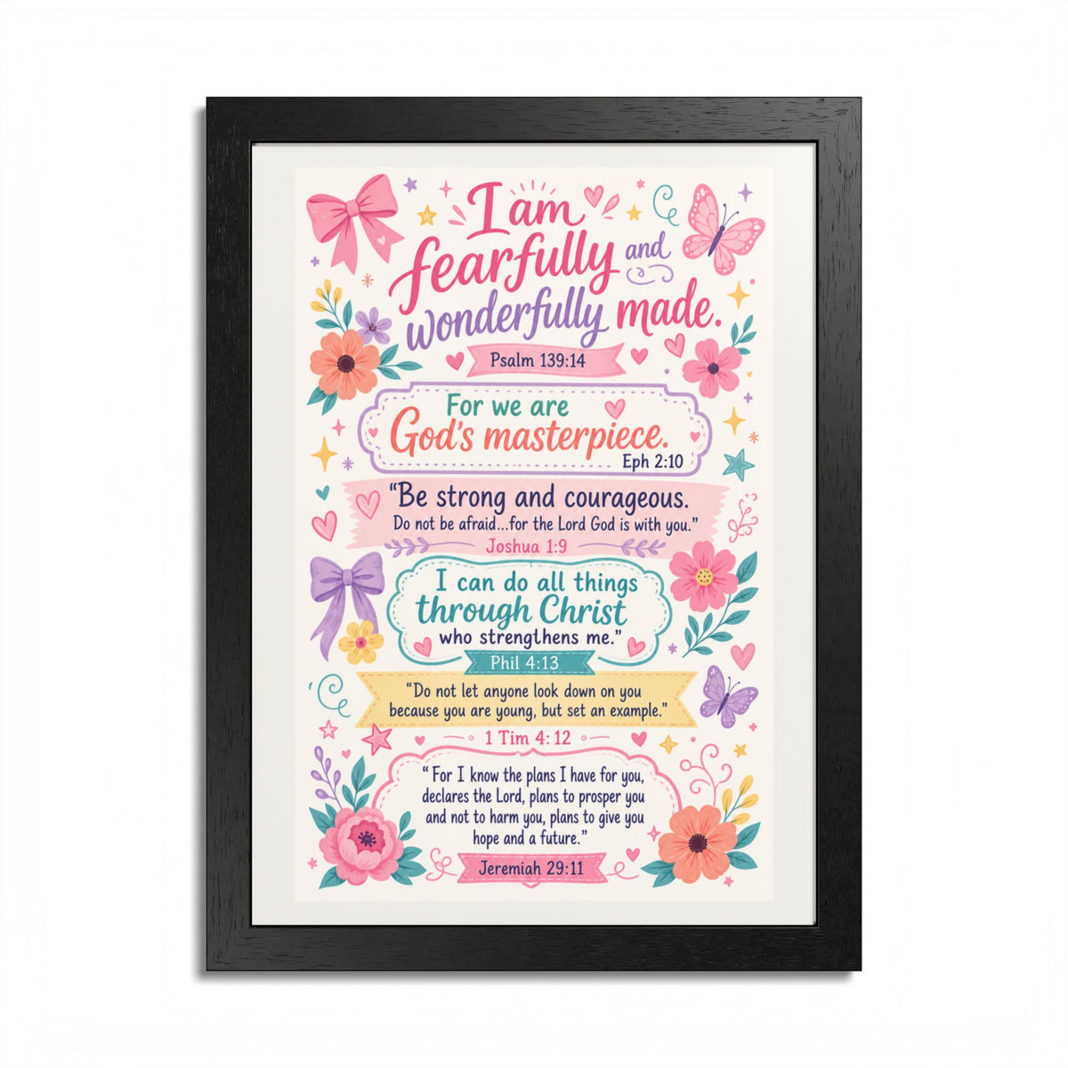 Christian Inspirational Framed Poster — Scripture Wall Art