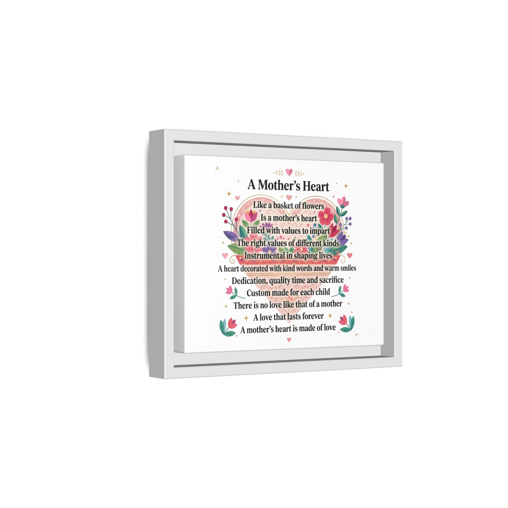 Mother's Heart Poem Framed Canvas — Mother's Day Wall Art, Home Decor
