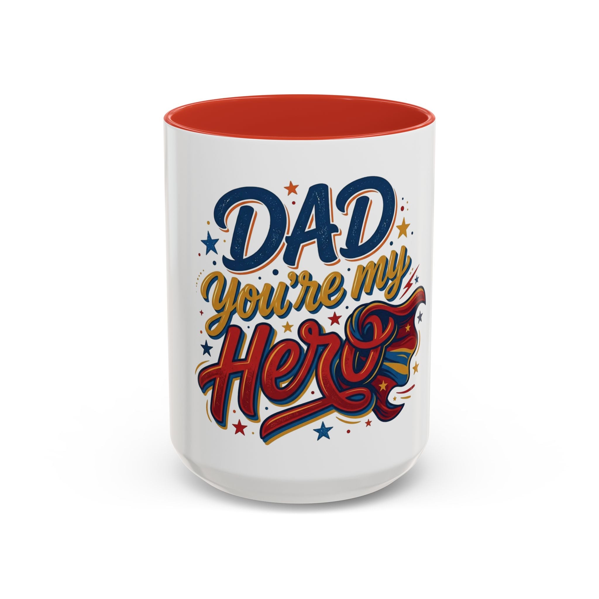 Dad You're My Hero Accent Coffee Mug — Father's Day & Birthday Gift (11/15oz)
