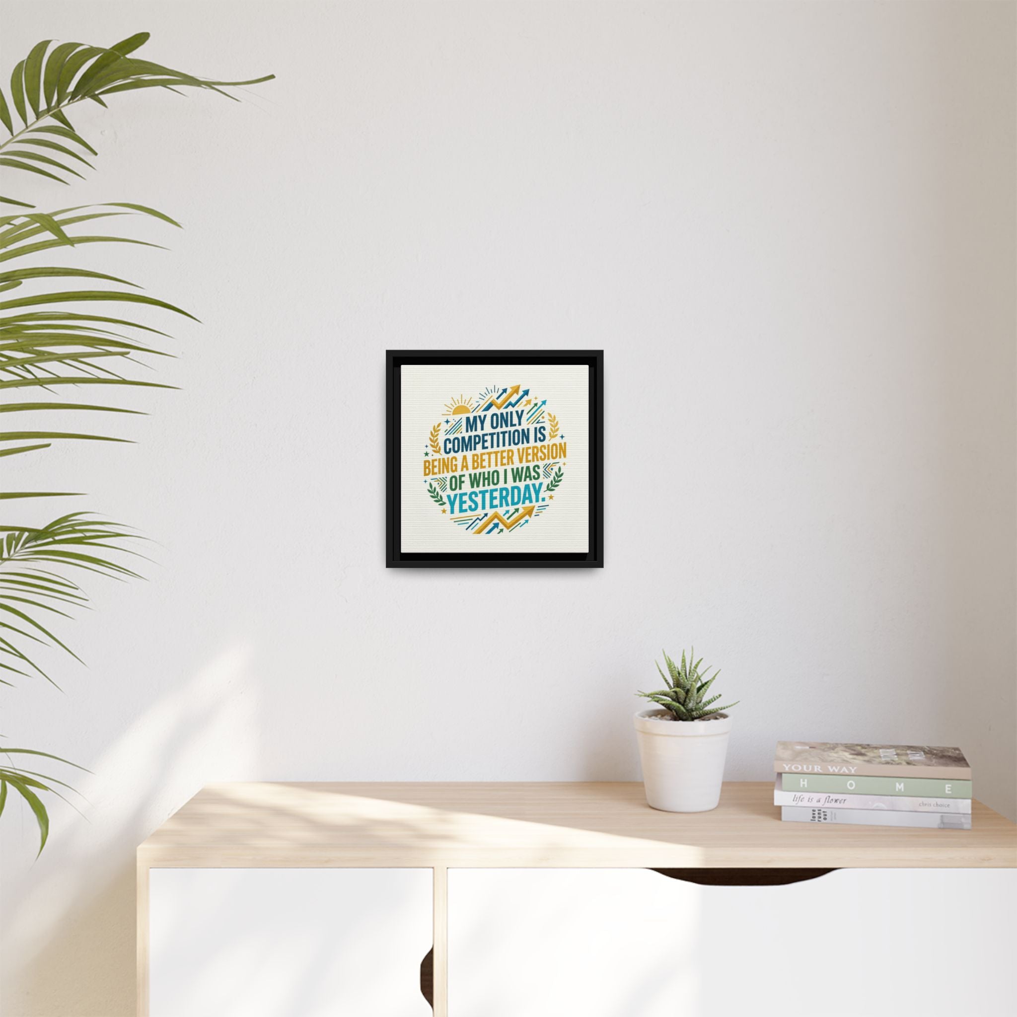 Framed Motivational Canvas - "My Only Competition Is Being a Better Version of Who I Was Yesterday"